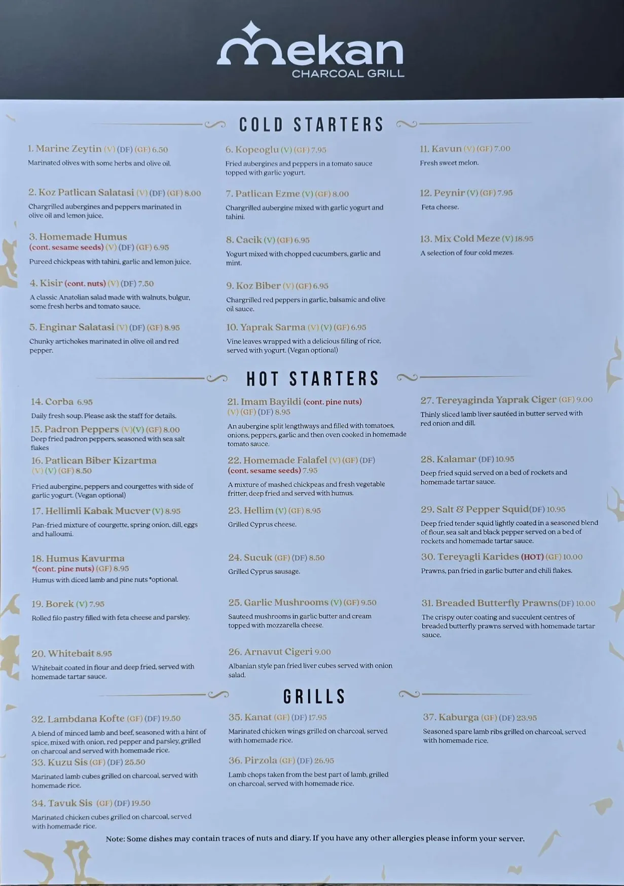 Mekan Charcoal Grill menu, page 1