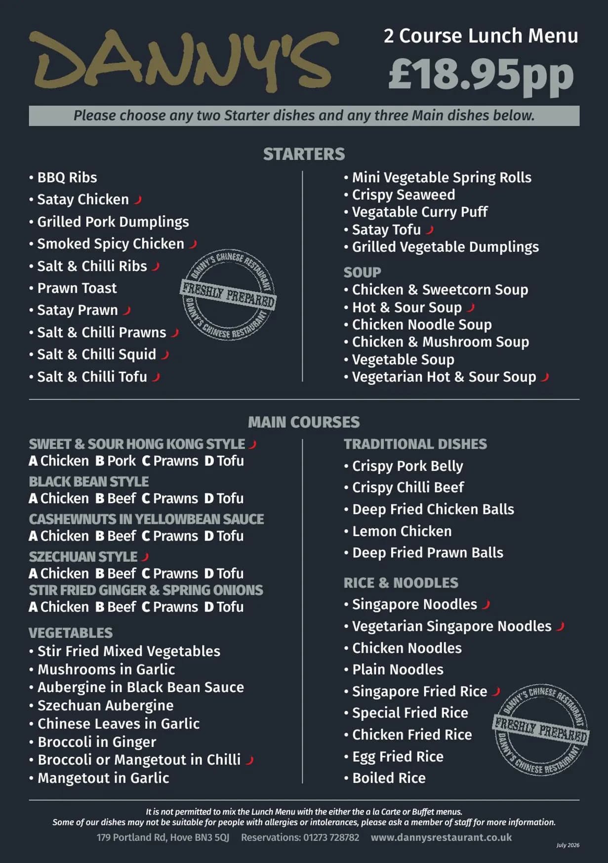 Danny's menu, page 5