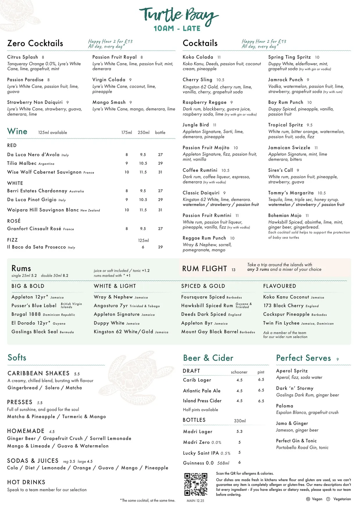 Turtle Bay menu, page 2