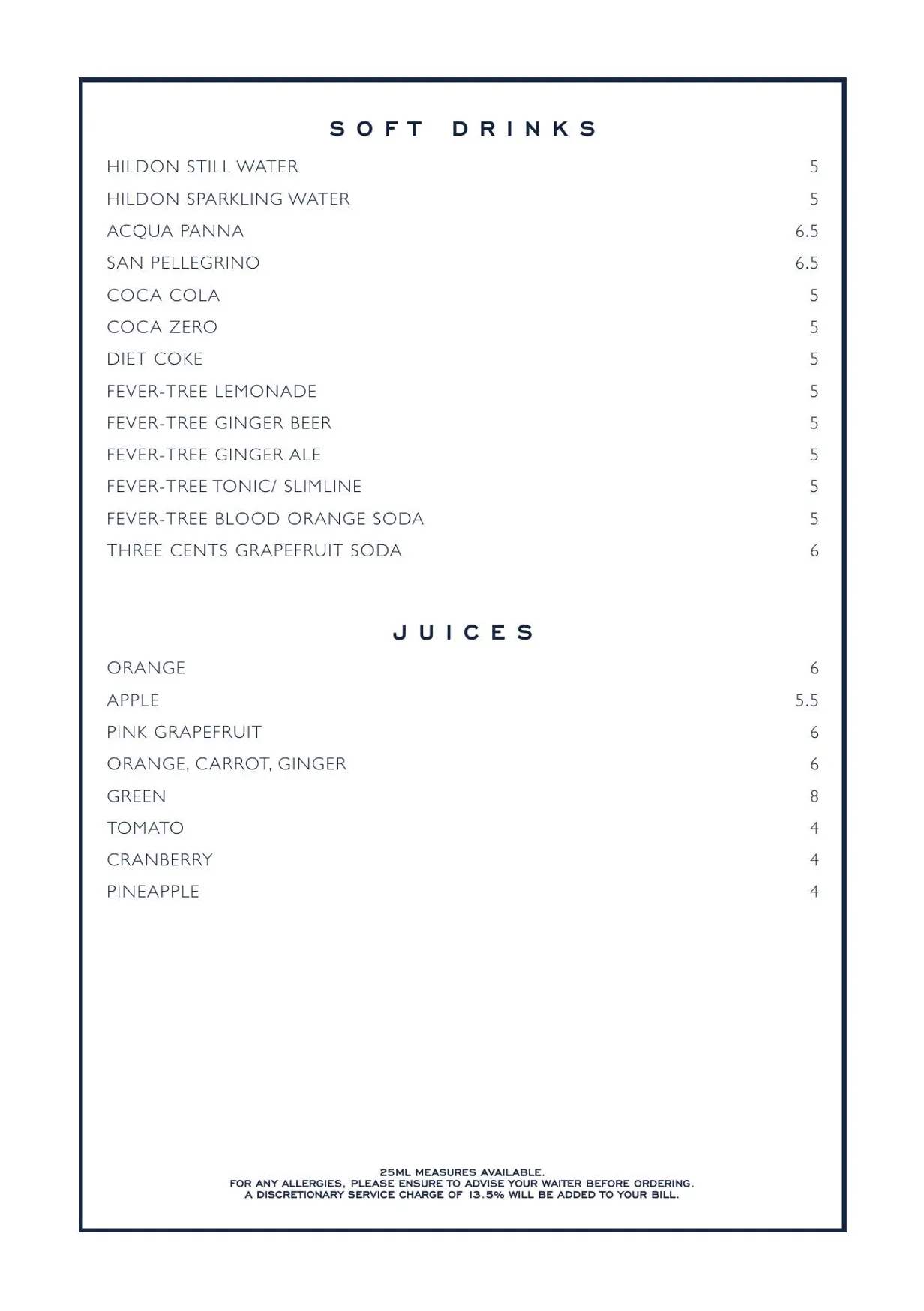 Chucs Belgravia menu, page 22