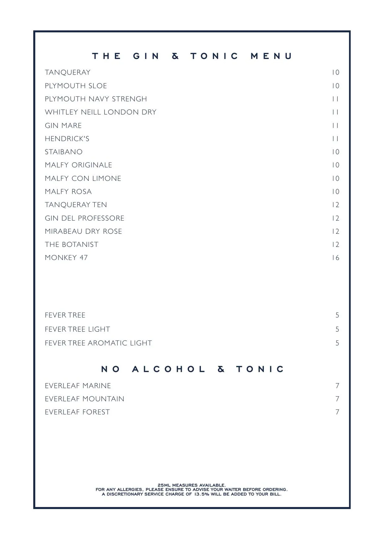 Chucs Belgravia menu, page 21