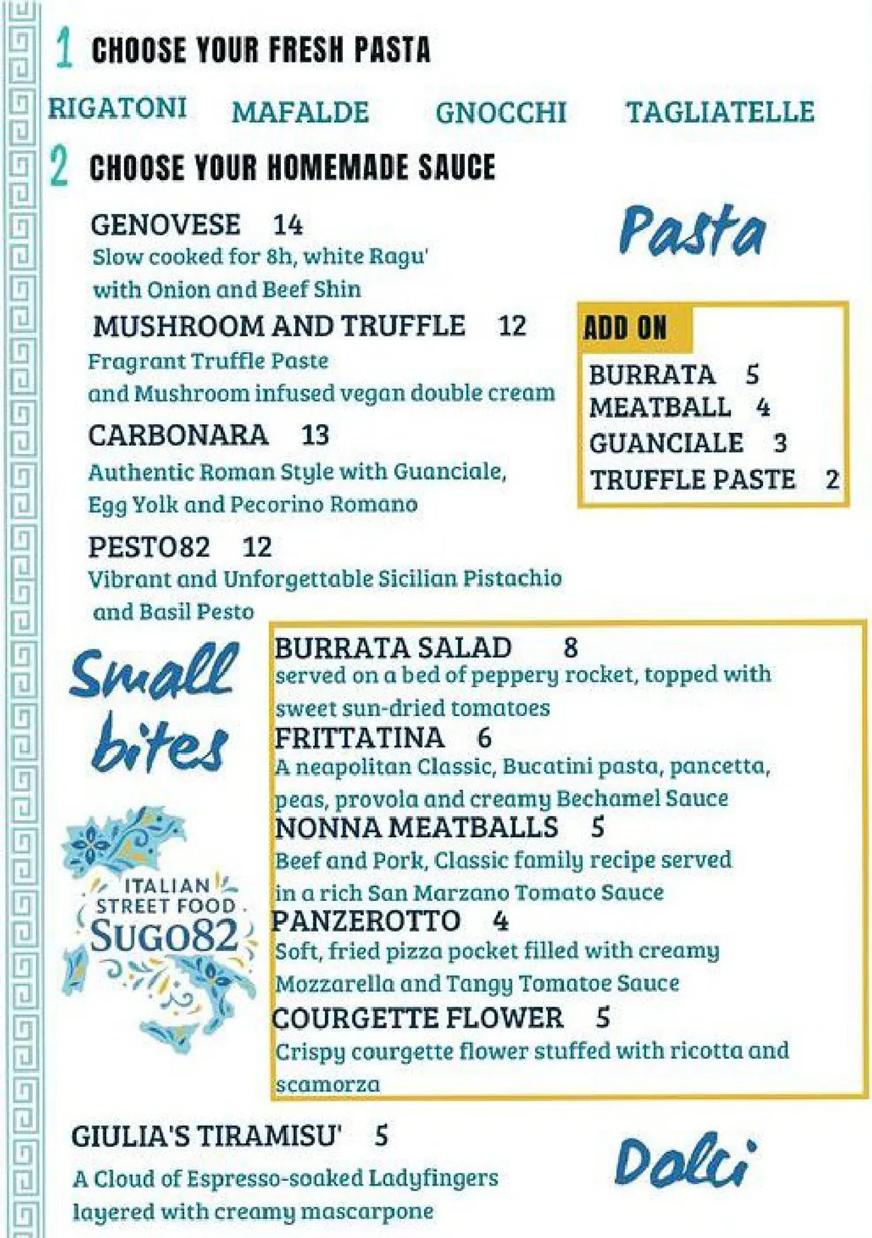 Sugo82 menu, page 1
