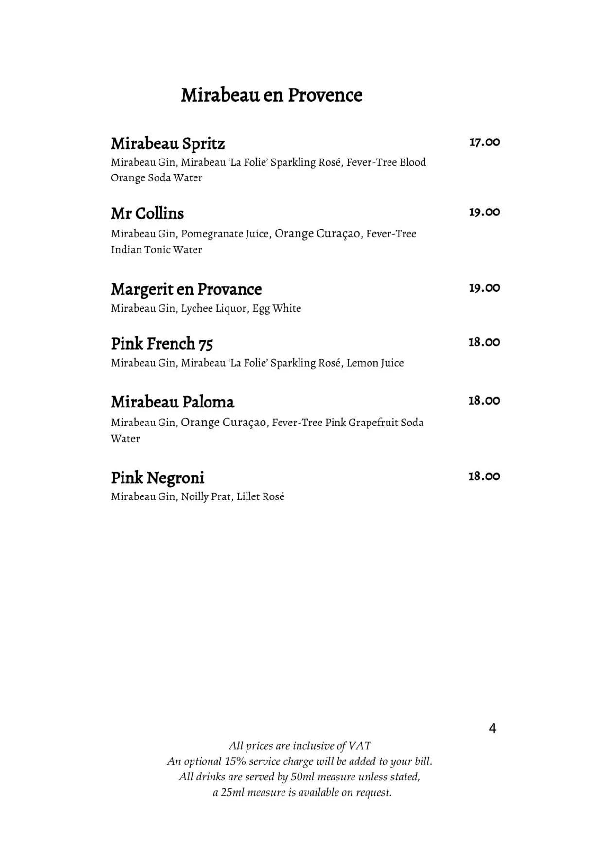 Galvin La Chapelle menu, page 5