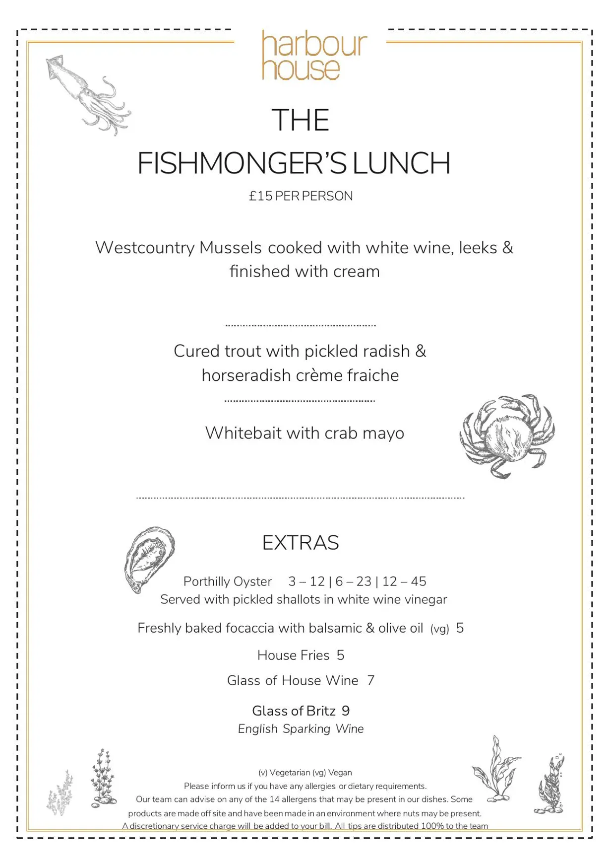 Harbour House menu, page 2