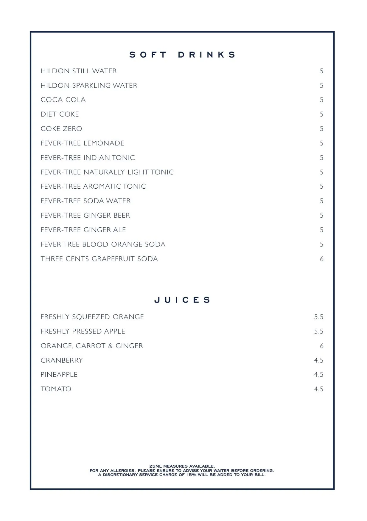 Chucs Mayfair menu, page 11