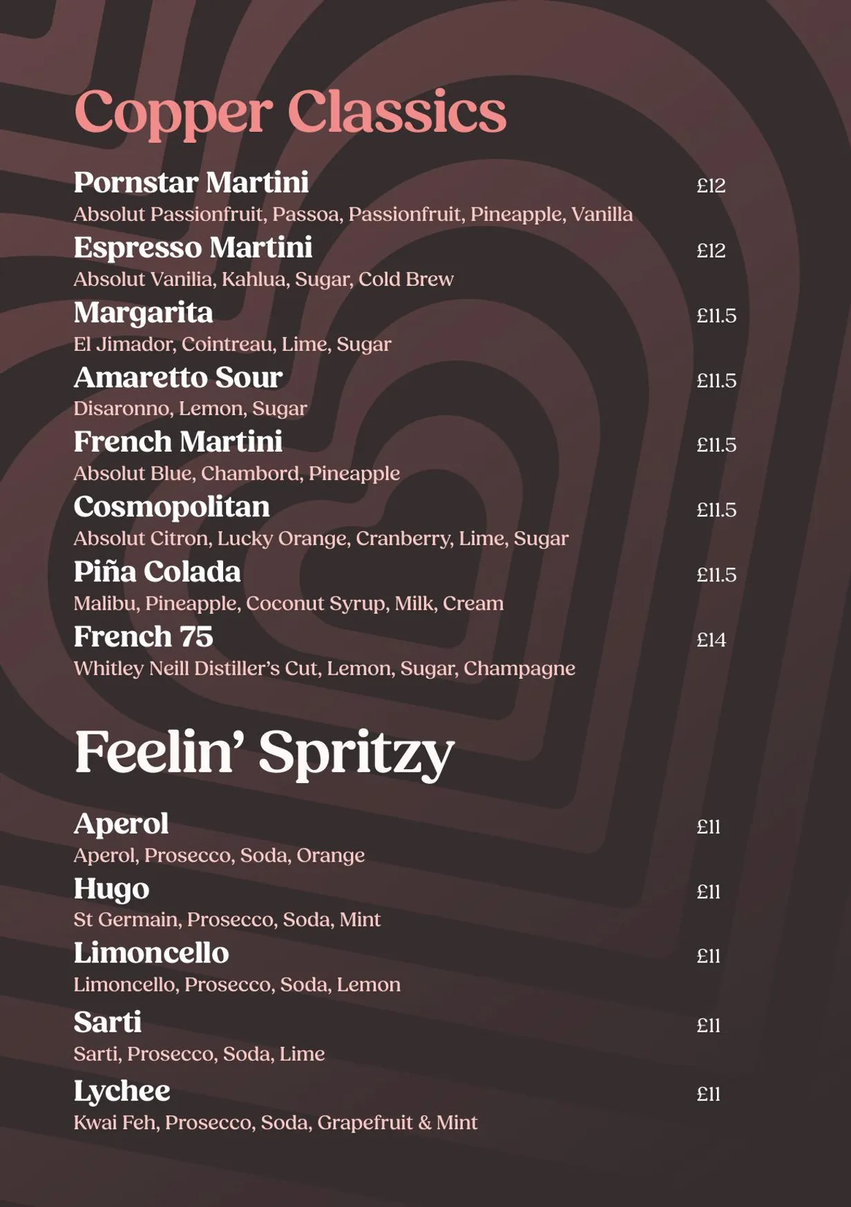 Copper Blossom menu, page 12
