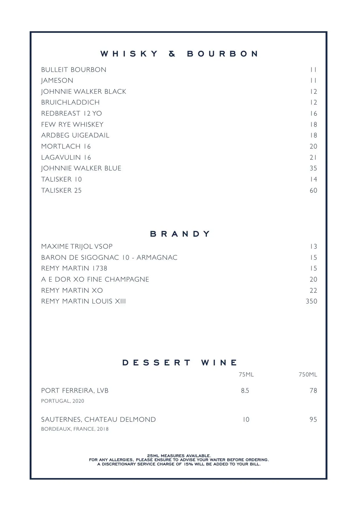 Chucs Mayfair menu, page 10