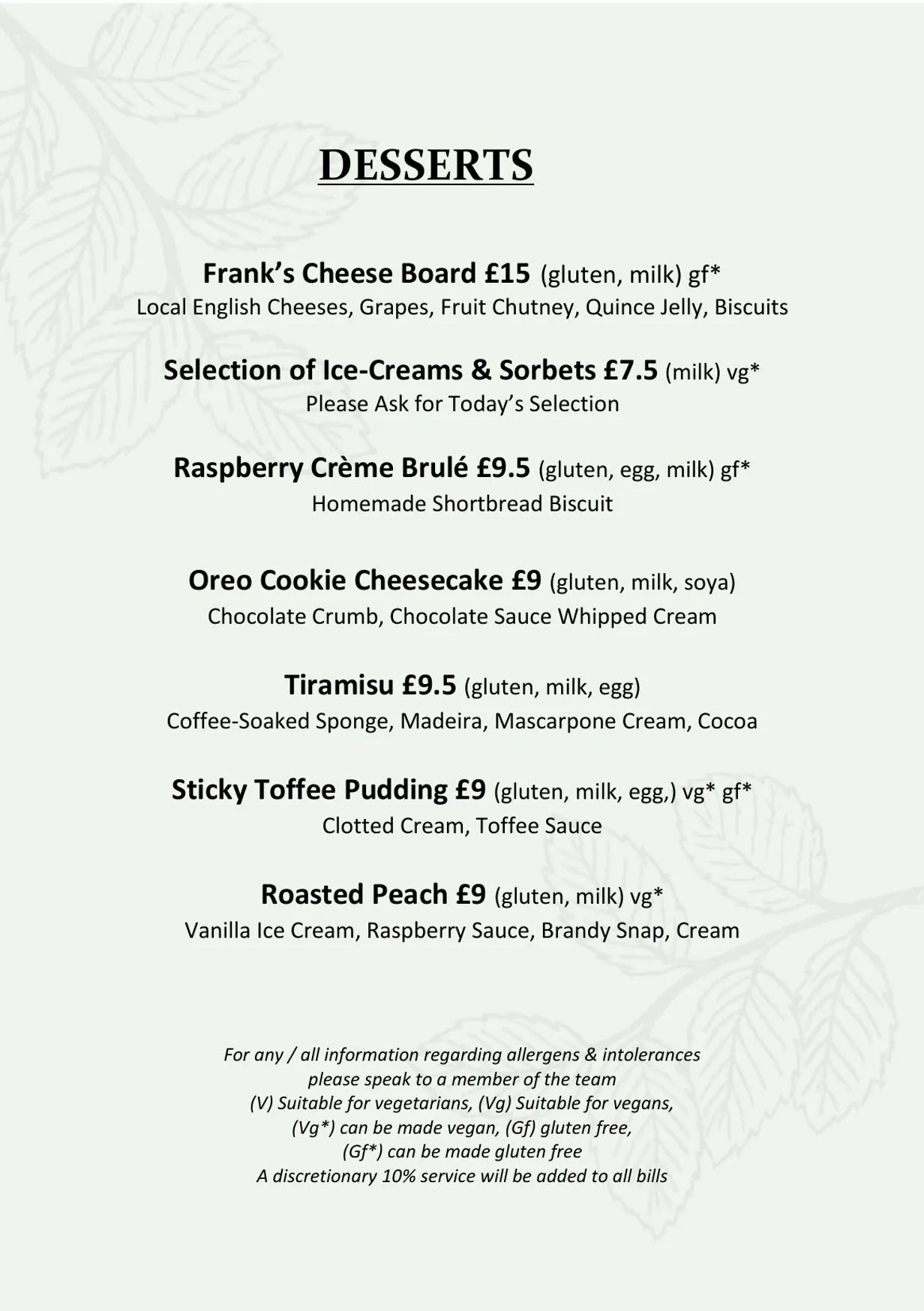 Frank’s menu, page 5