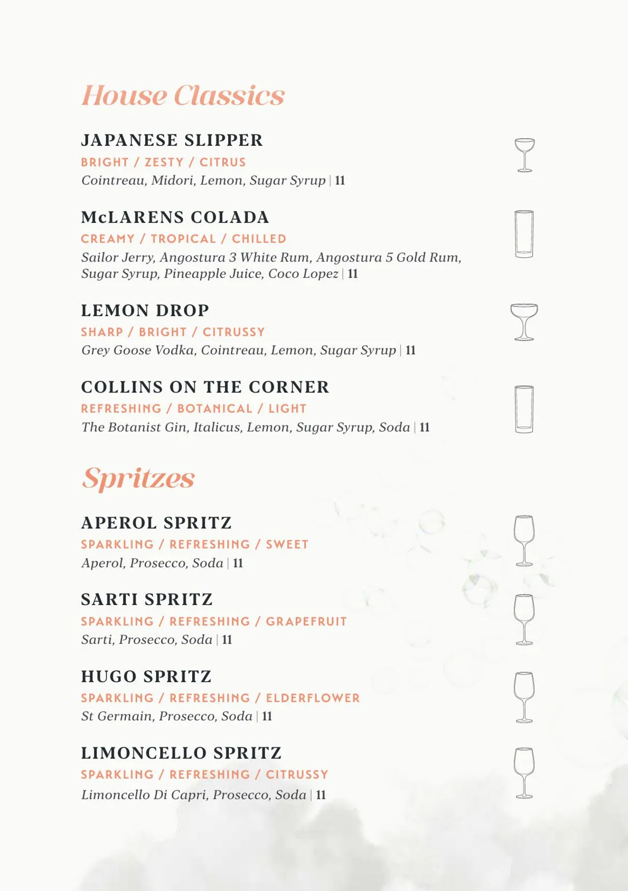 McLarens on the Corner menu, page 7