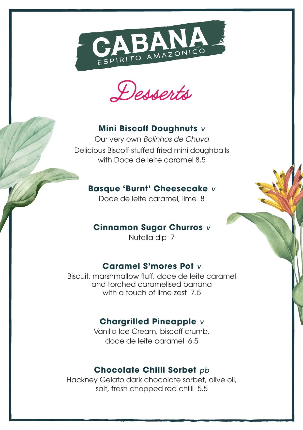 Cabana Covent Garden menu, page 5