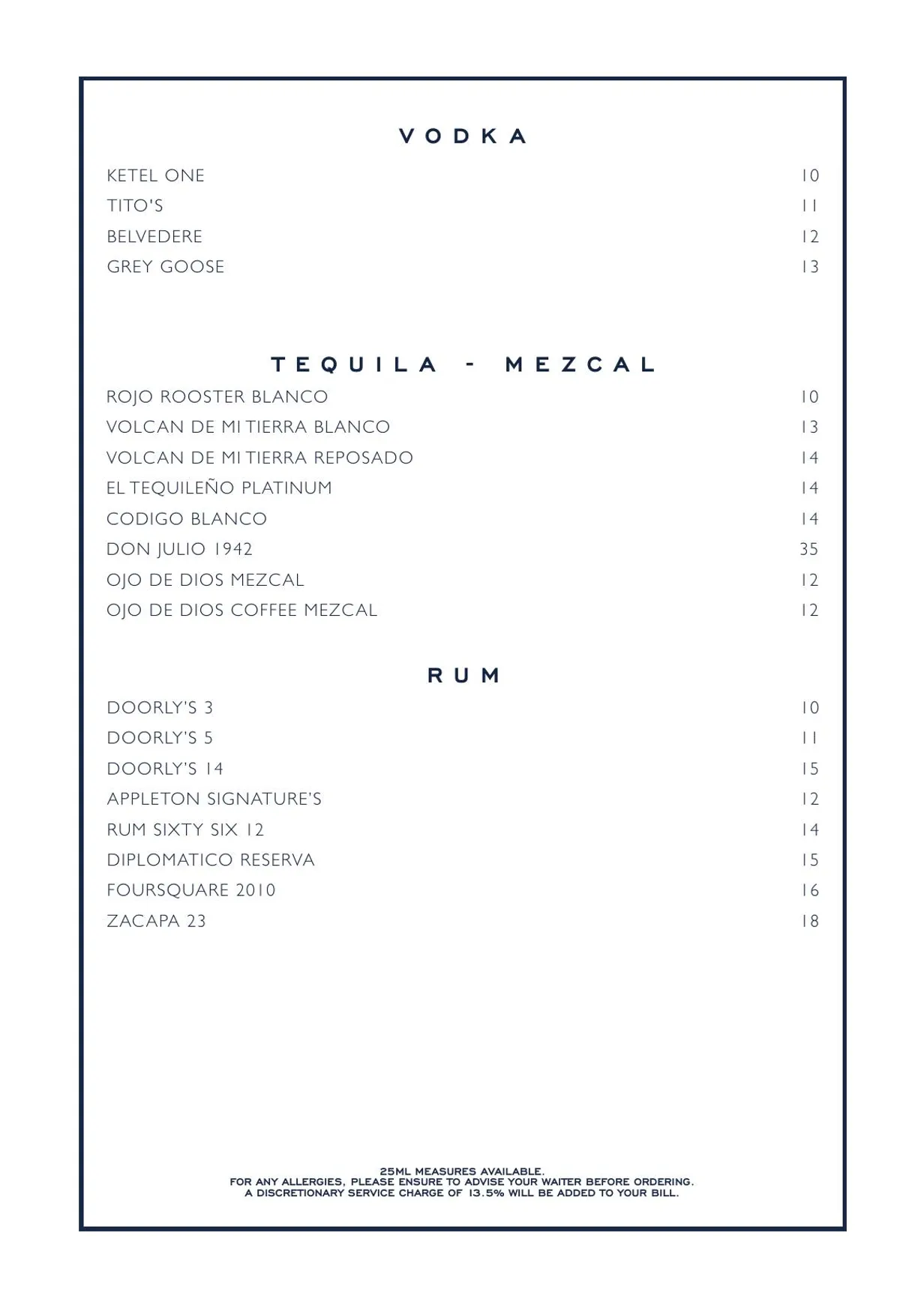 Chucs Belgravia menu, page 19