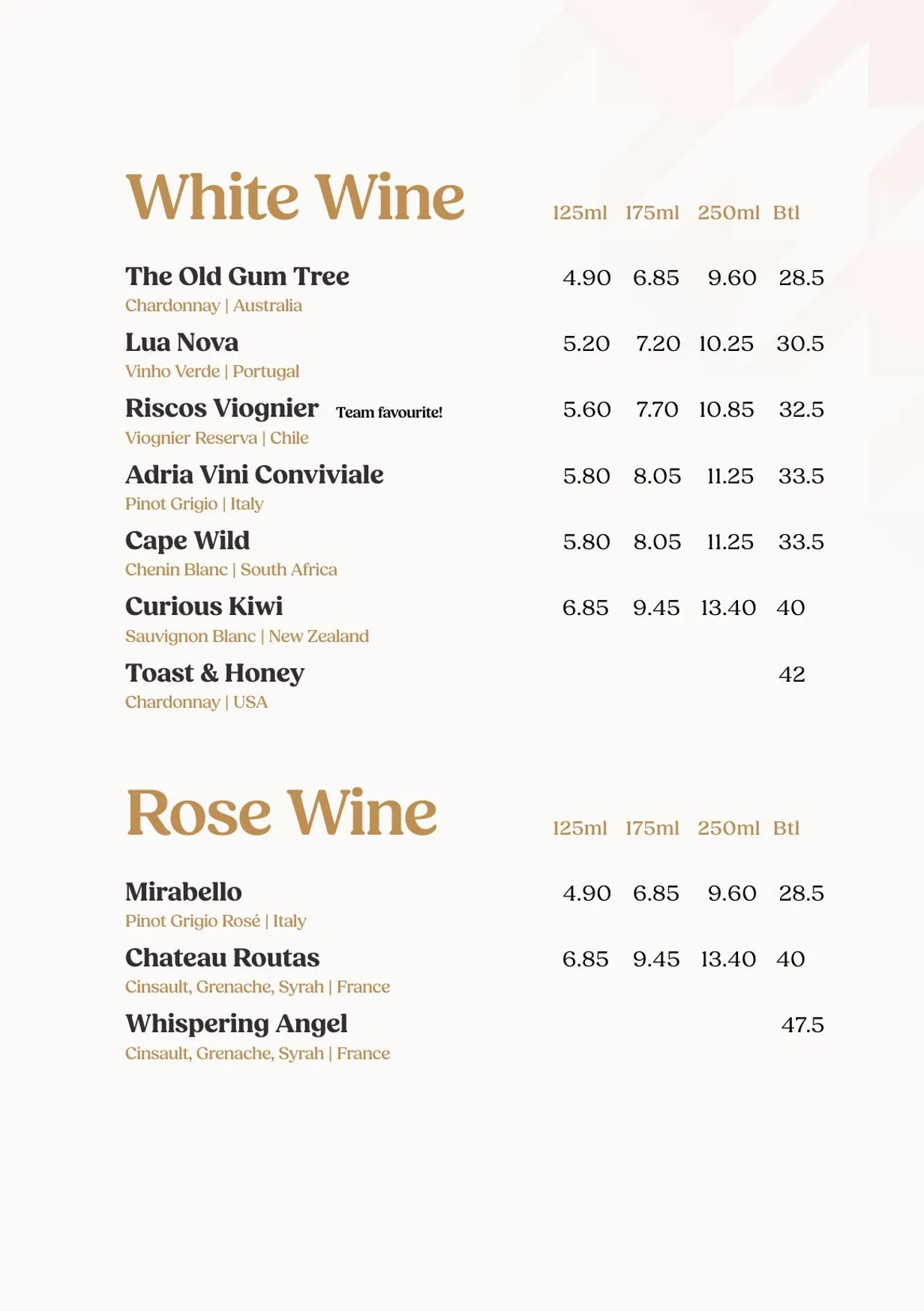 Copper Blossom menu, page 14