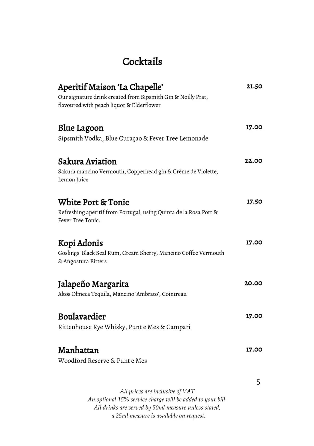 Galvin La Chapelle menu, page 6