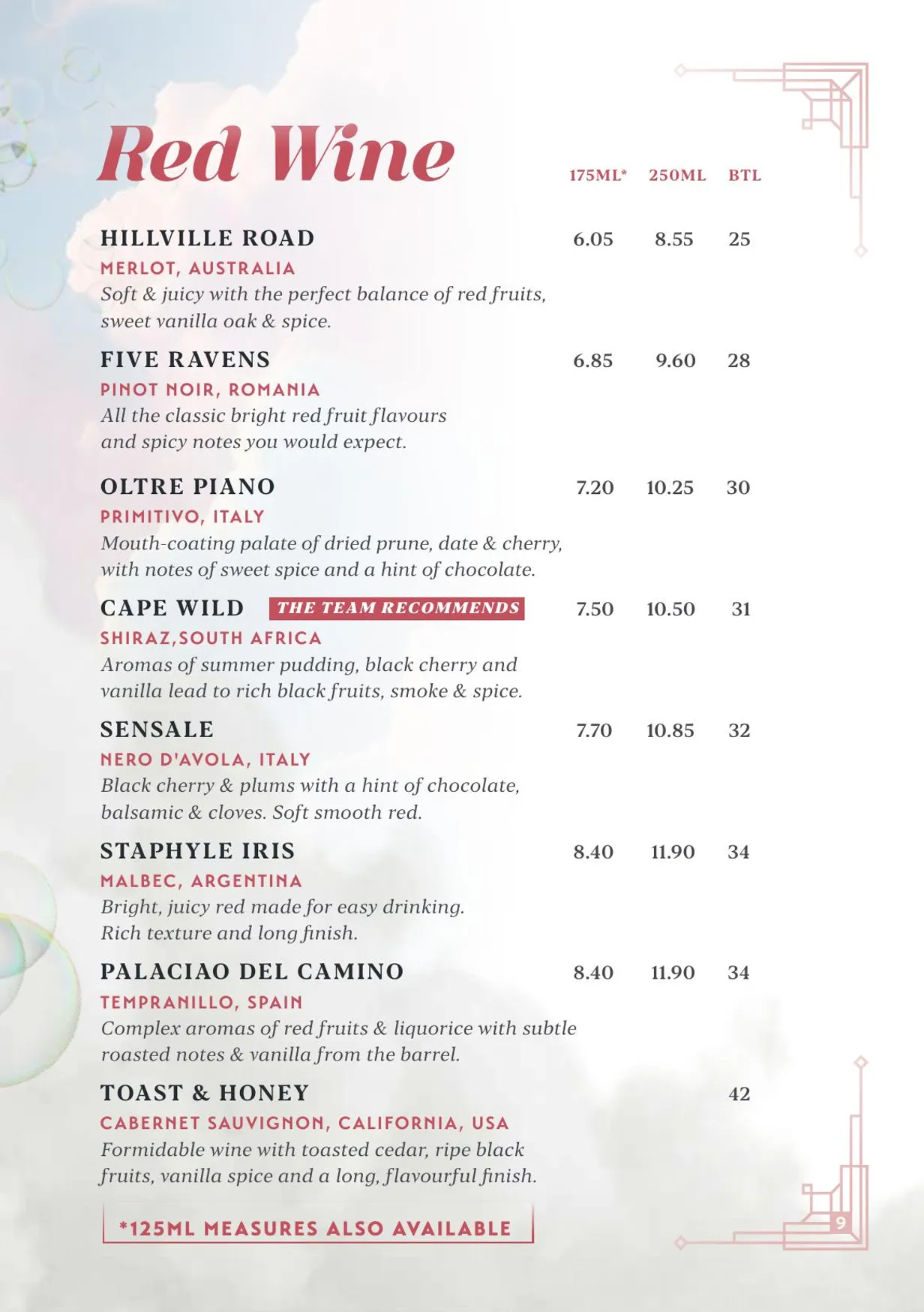 McLarens on the Corner menu, page 12