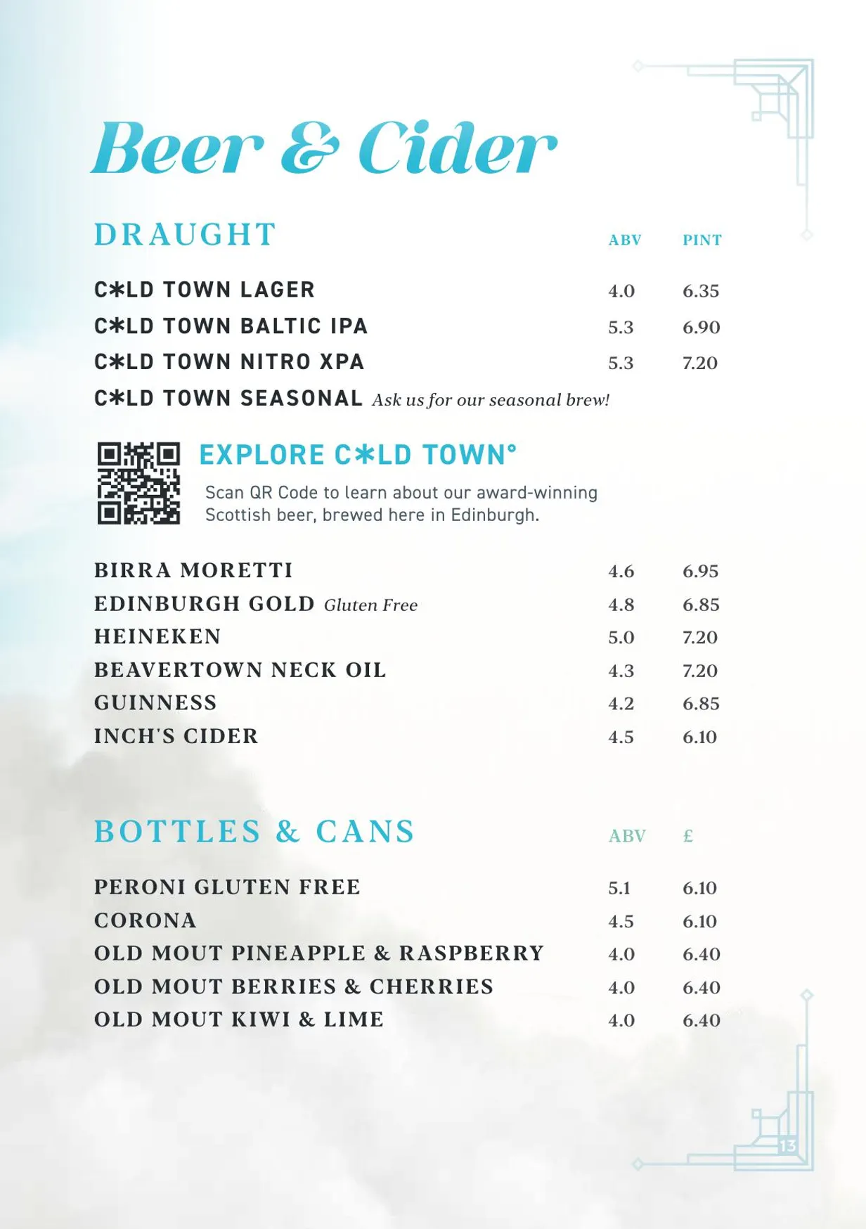 McLarens on the Corner menu, page 16
