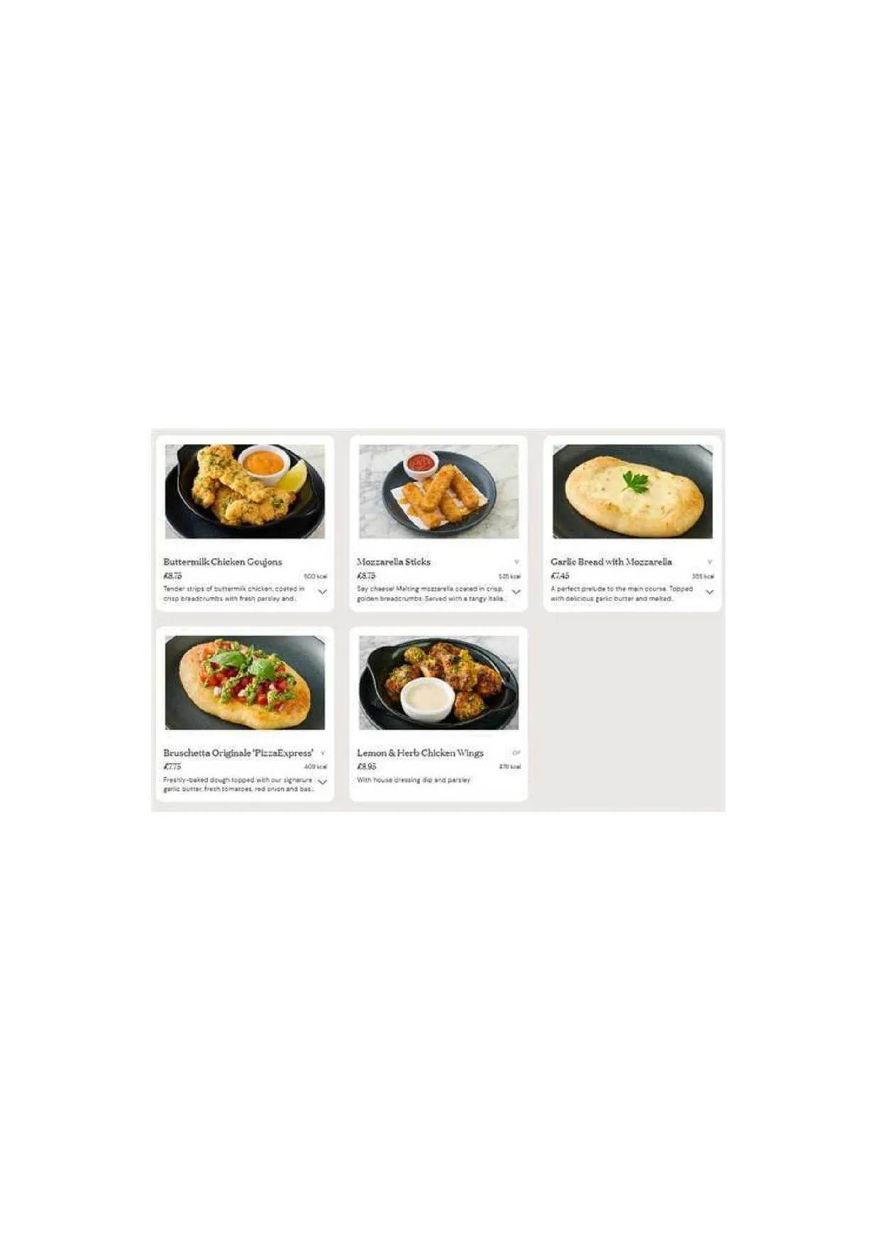 PizzaExpress menu, page 4