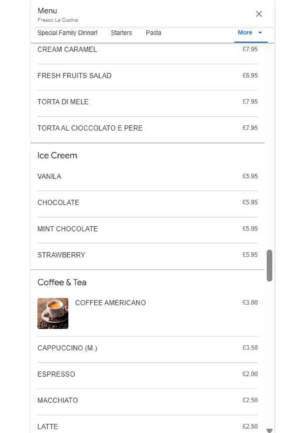 Fresco La Cucina menu, page 9