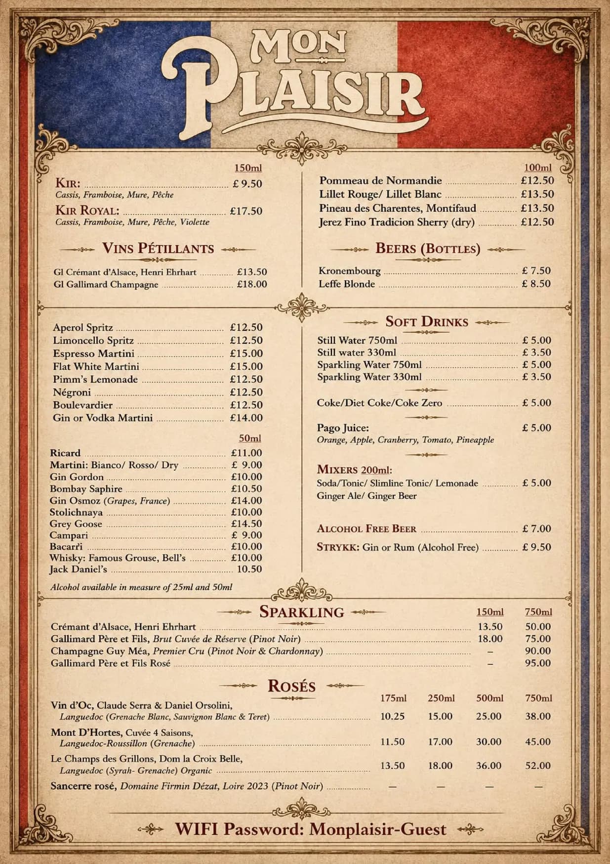 Mon Plaisir menu, page 4