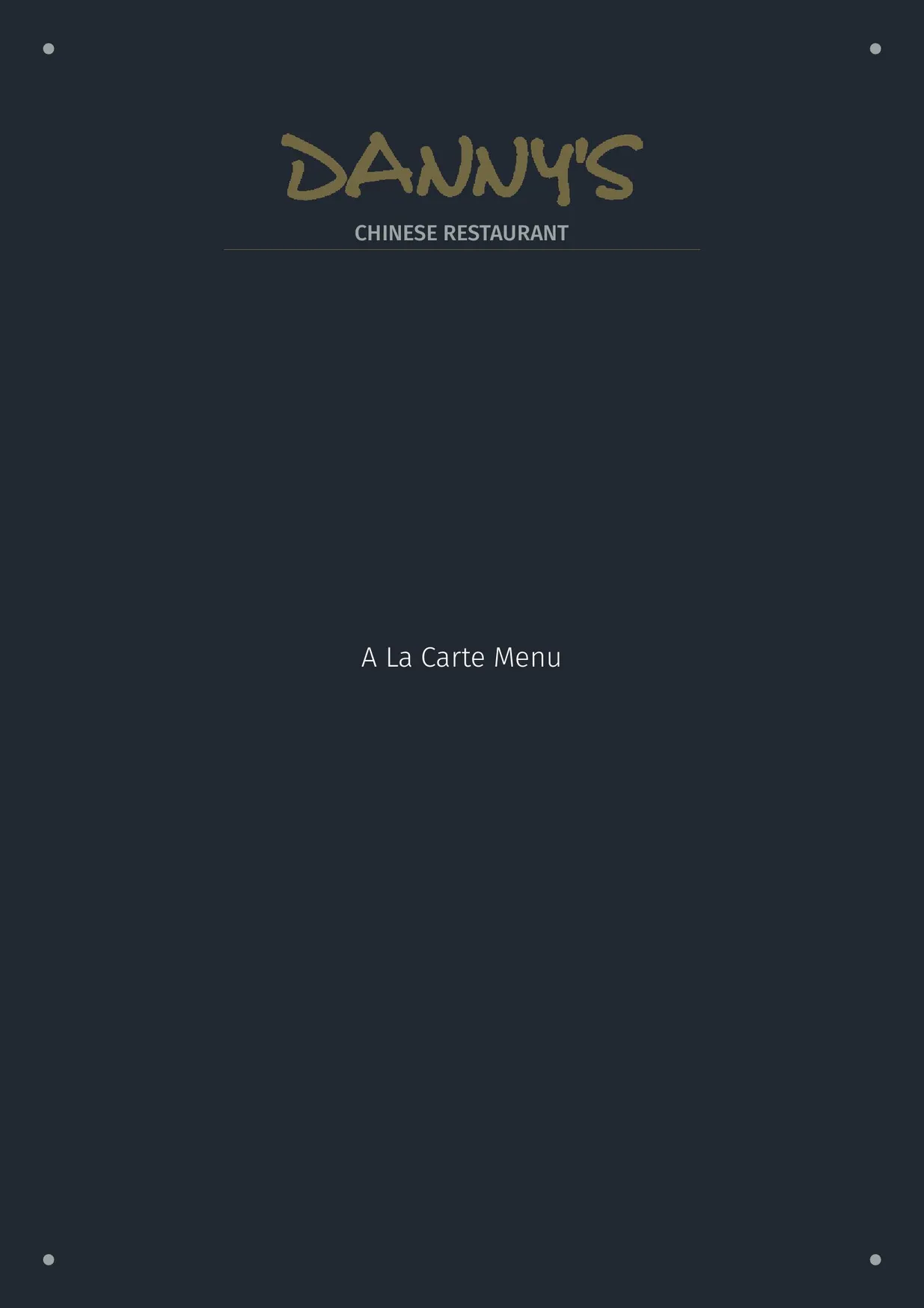 Danny's menu, page 1