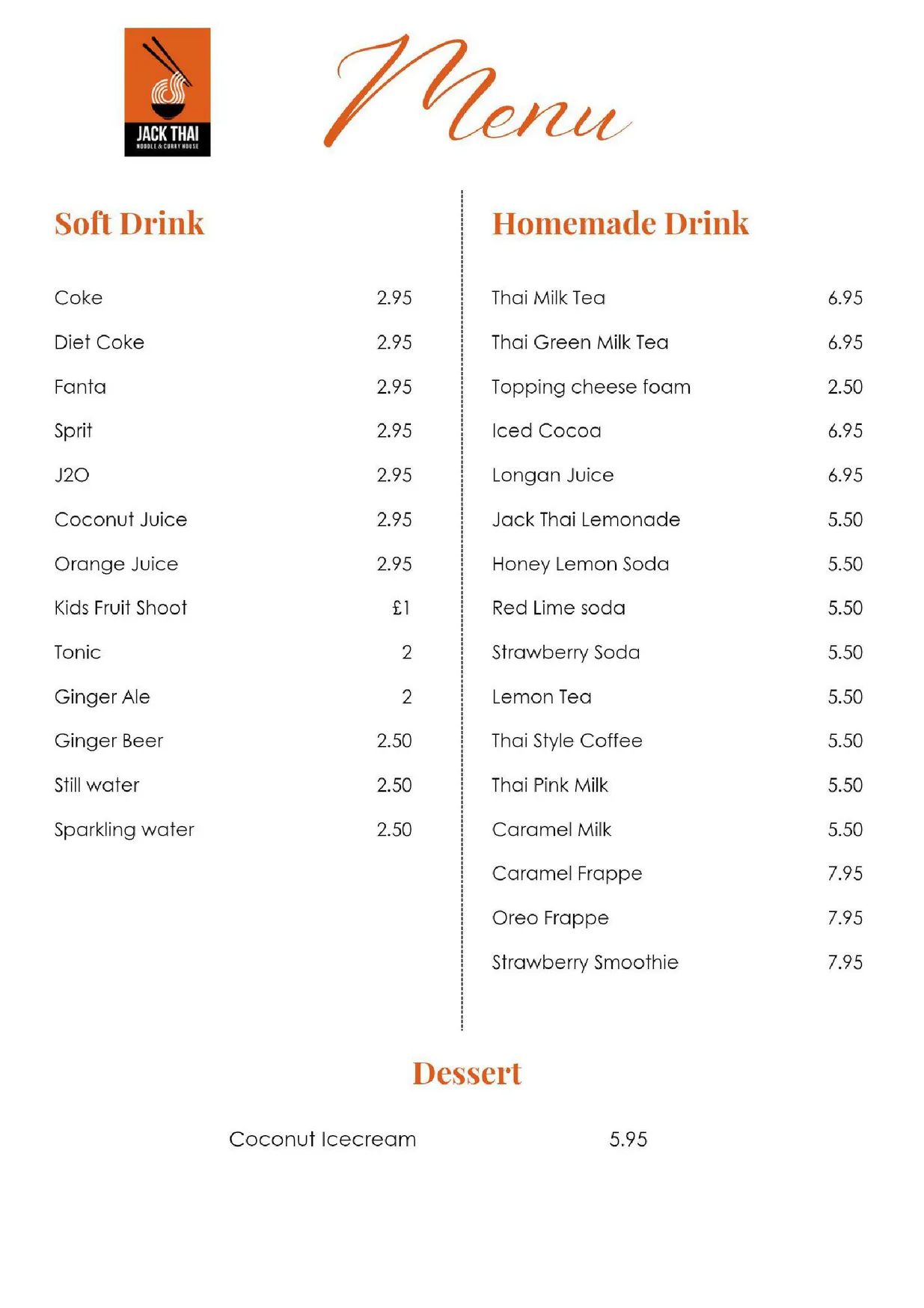 Jack Thai menu, page 4