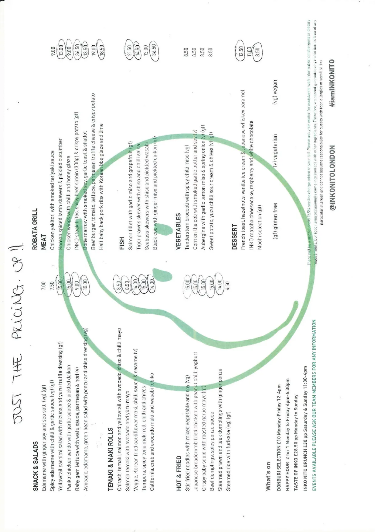 INKO NITO menu, page 1