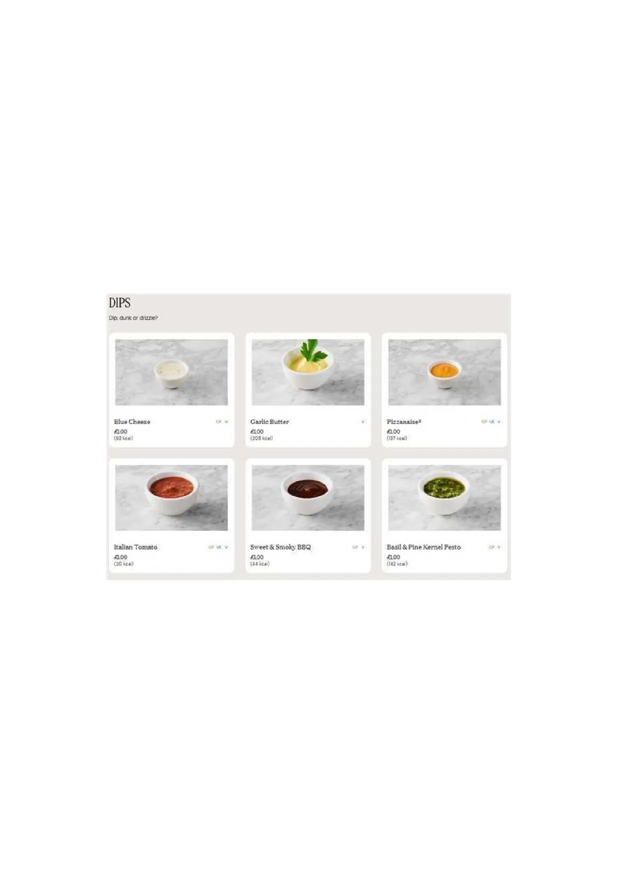 PizzaExpress menu, page 6