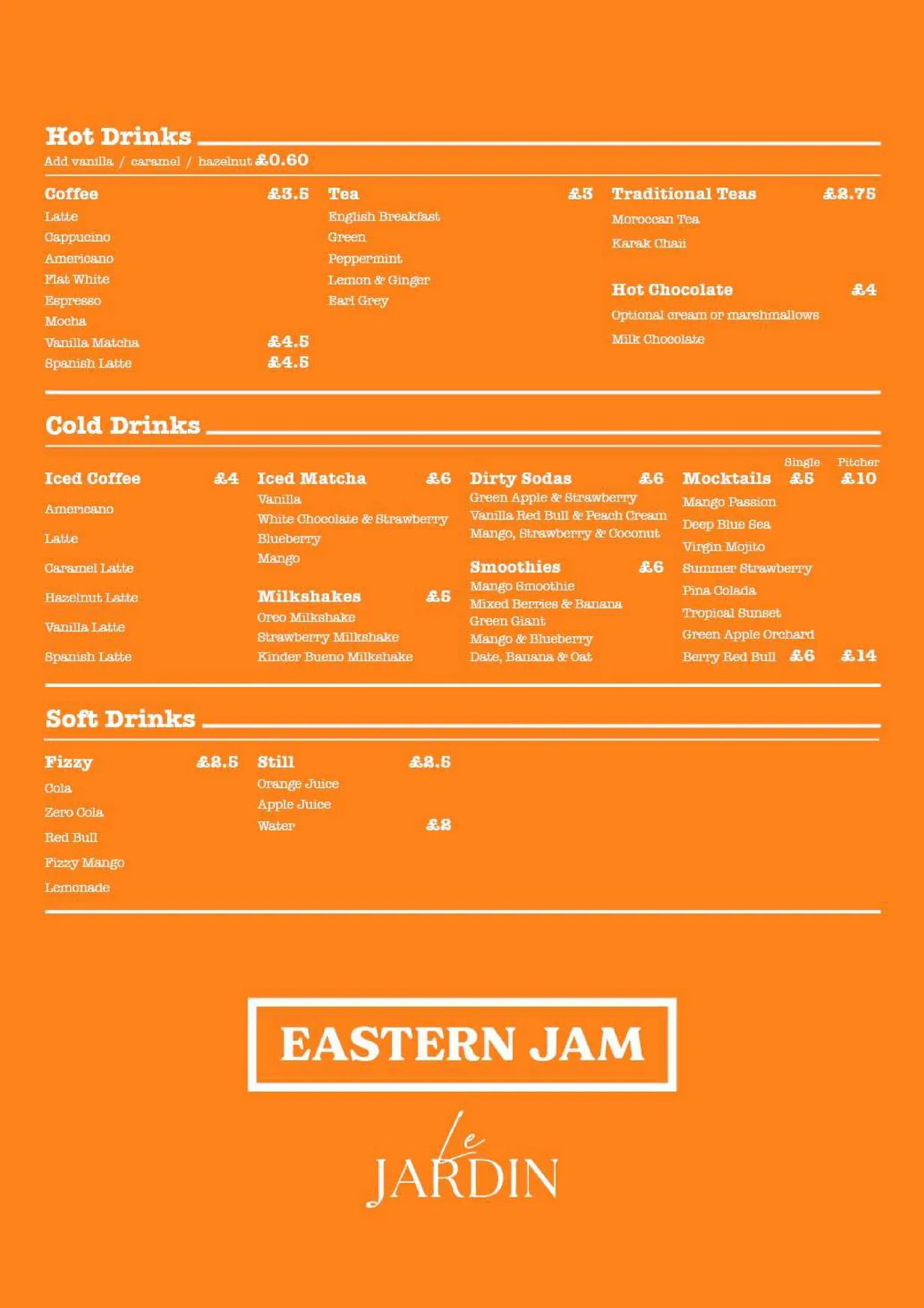 Eastern Jam menu, page 3