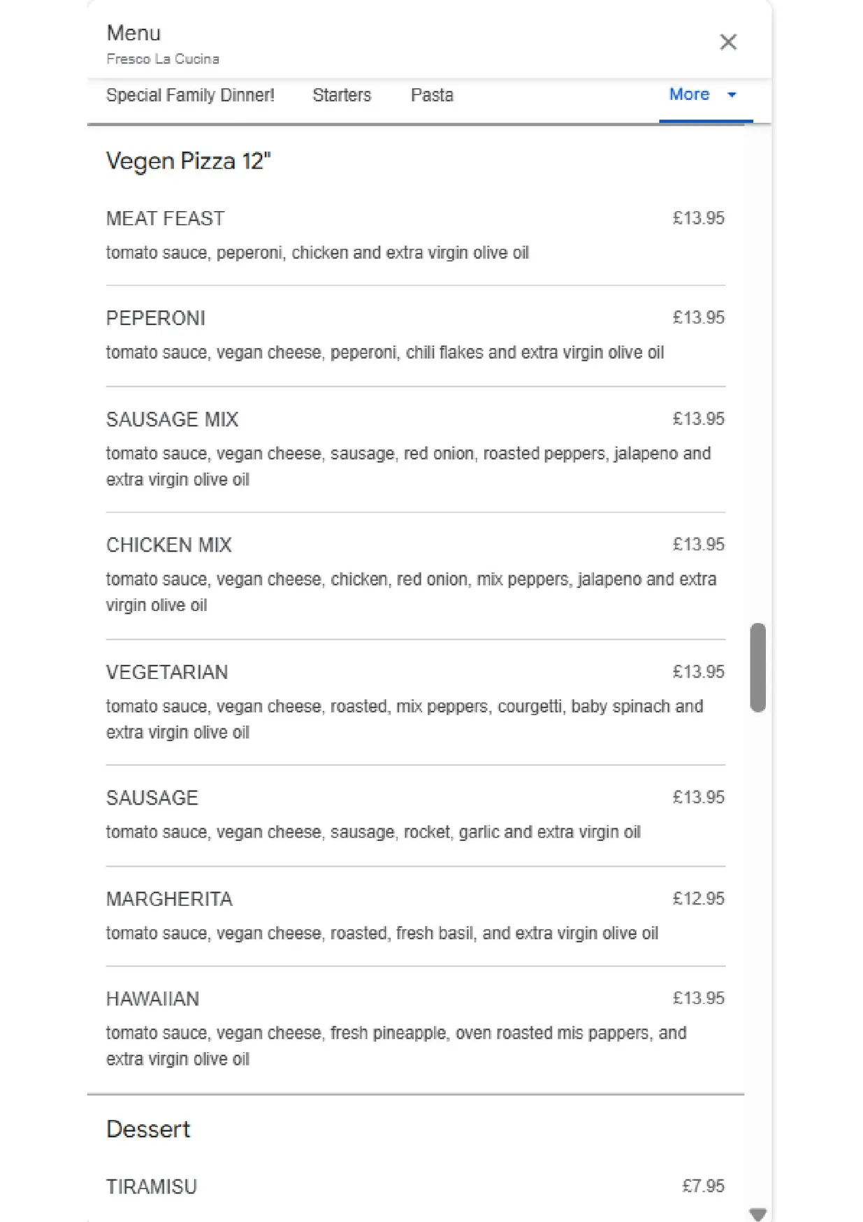 Fresco La Cucina menu, page 8