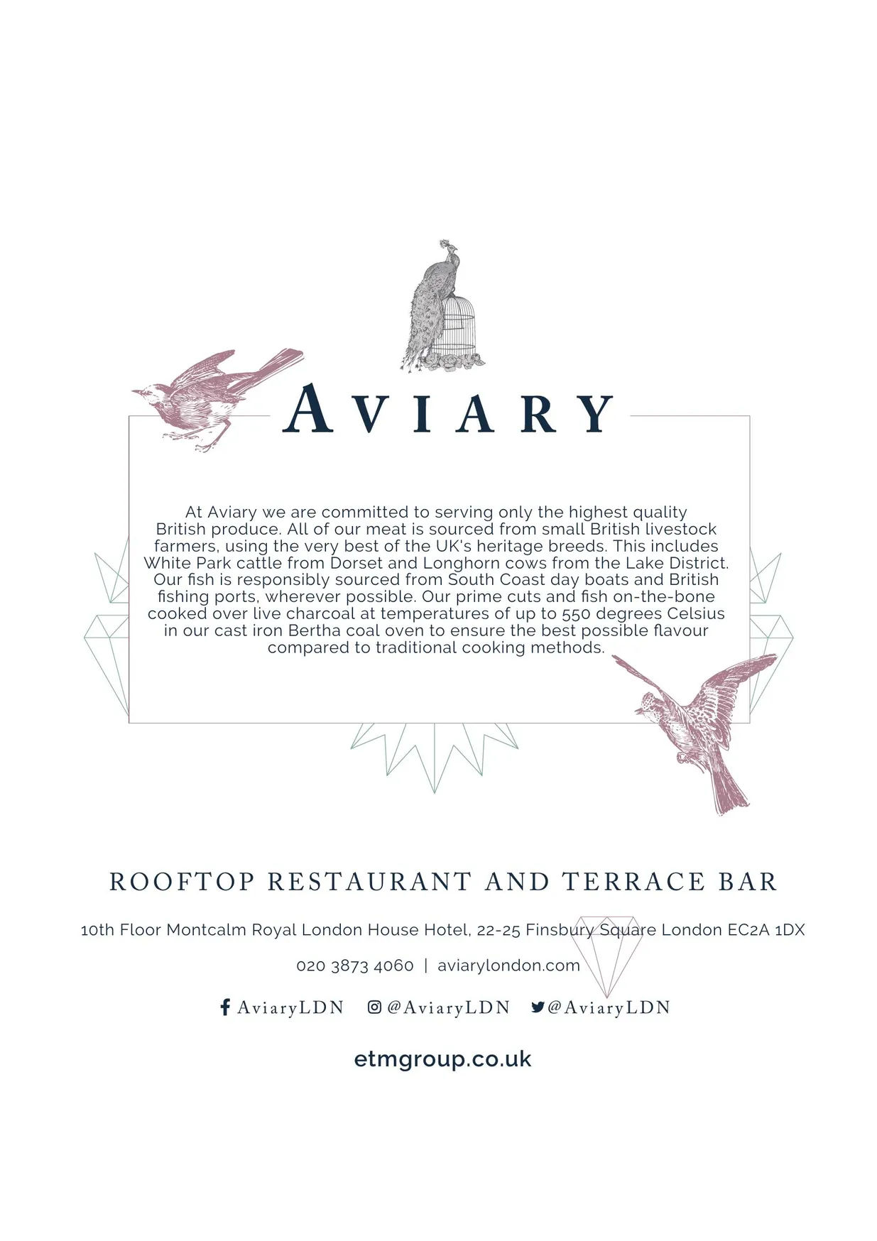 Aviary menu, page 4