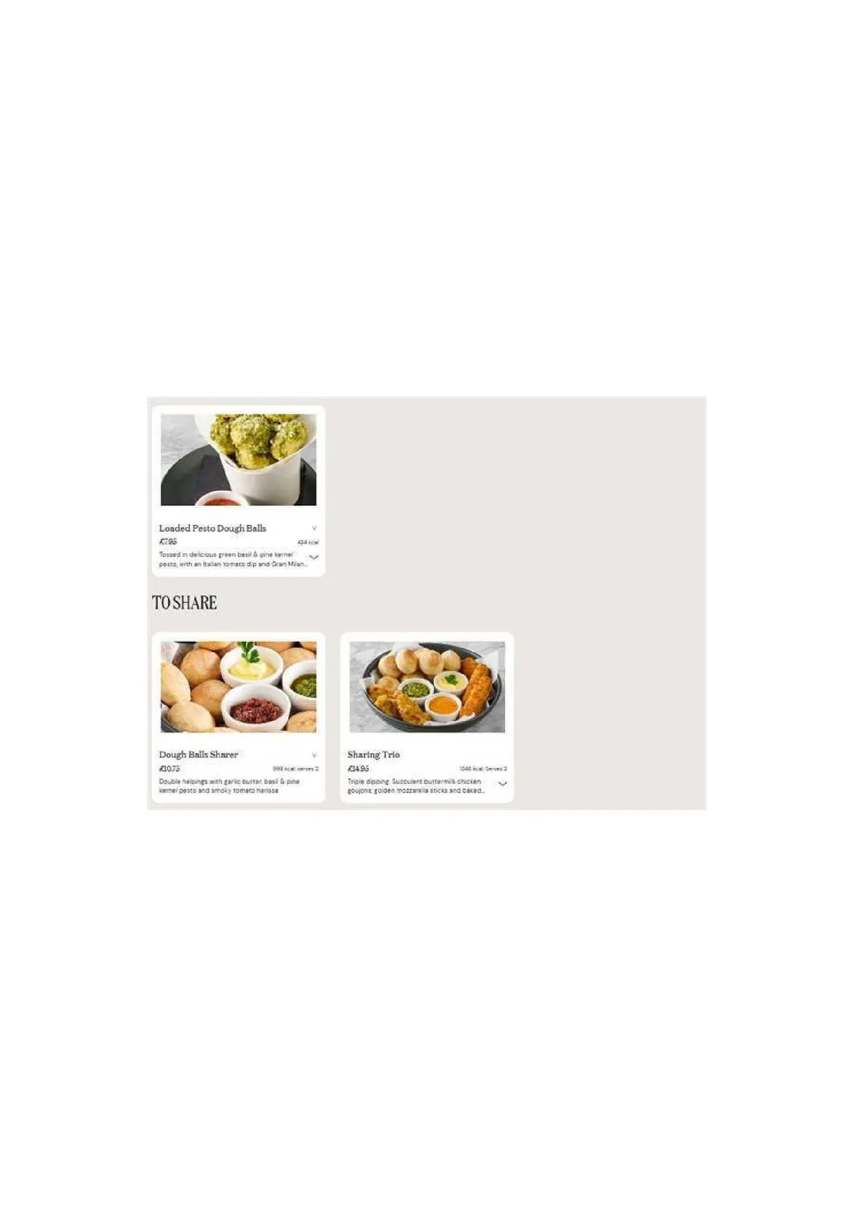 PizzaExpress menu, page 2