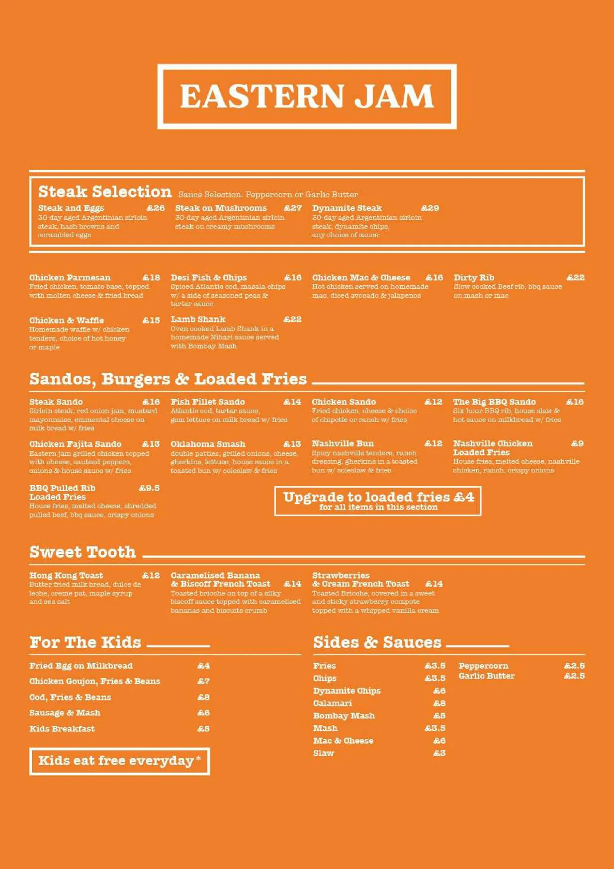 Eastern Jam menu, page 2