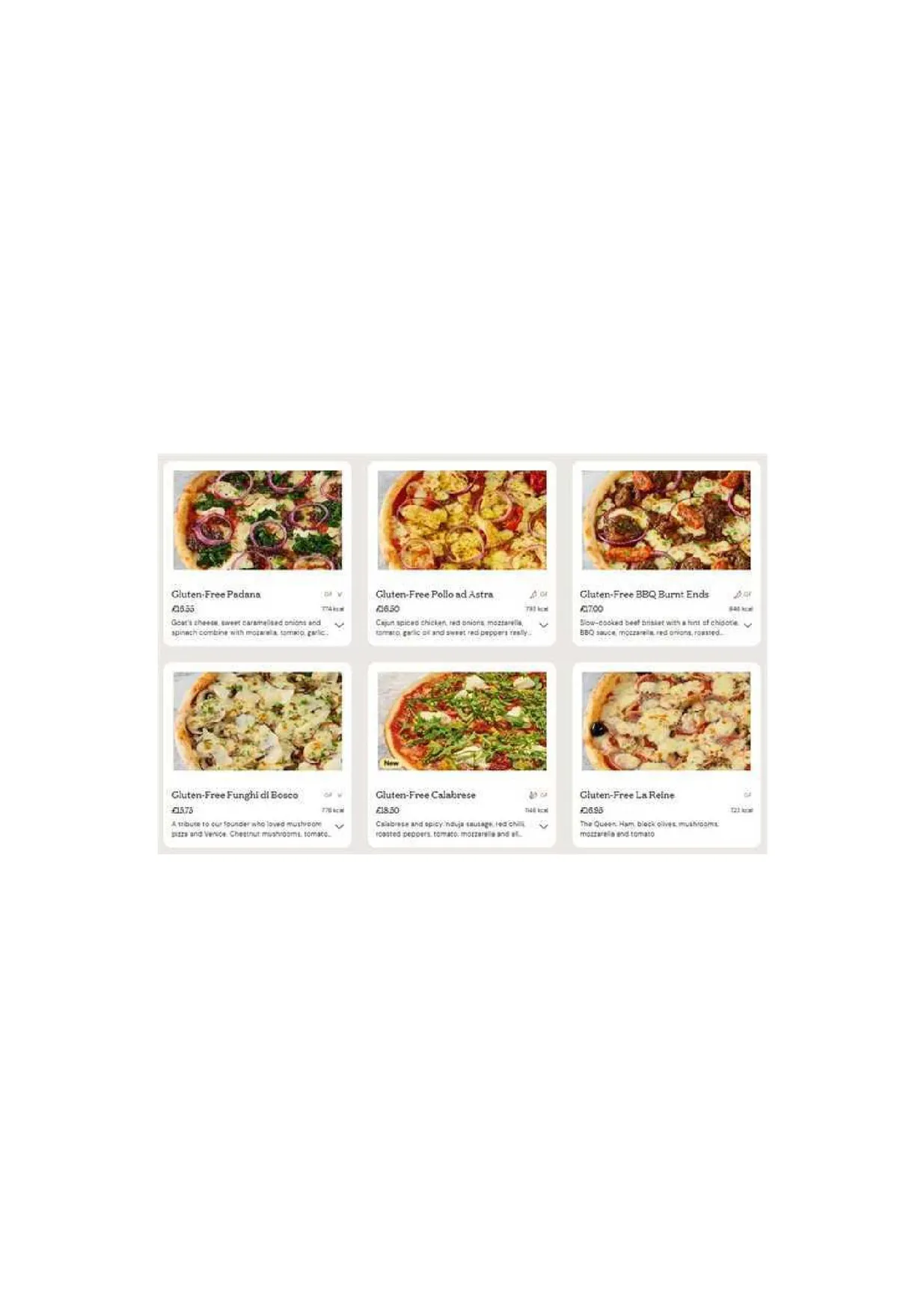 PizzaExpress menu, page 12