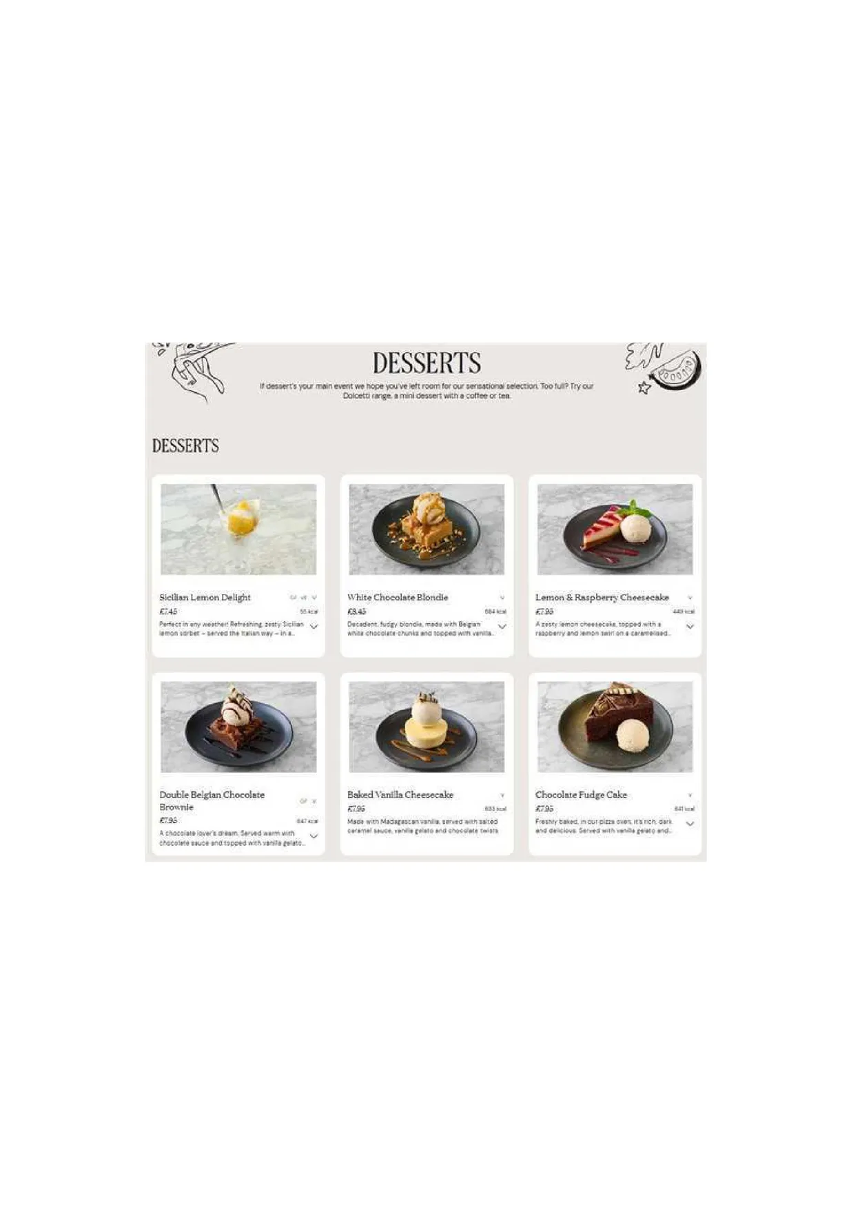 PizzaExpress menu, page 17