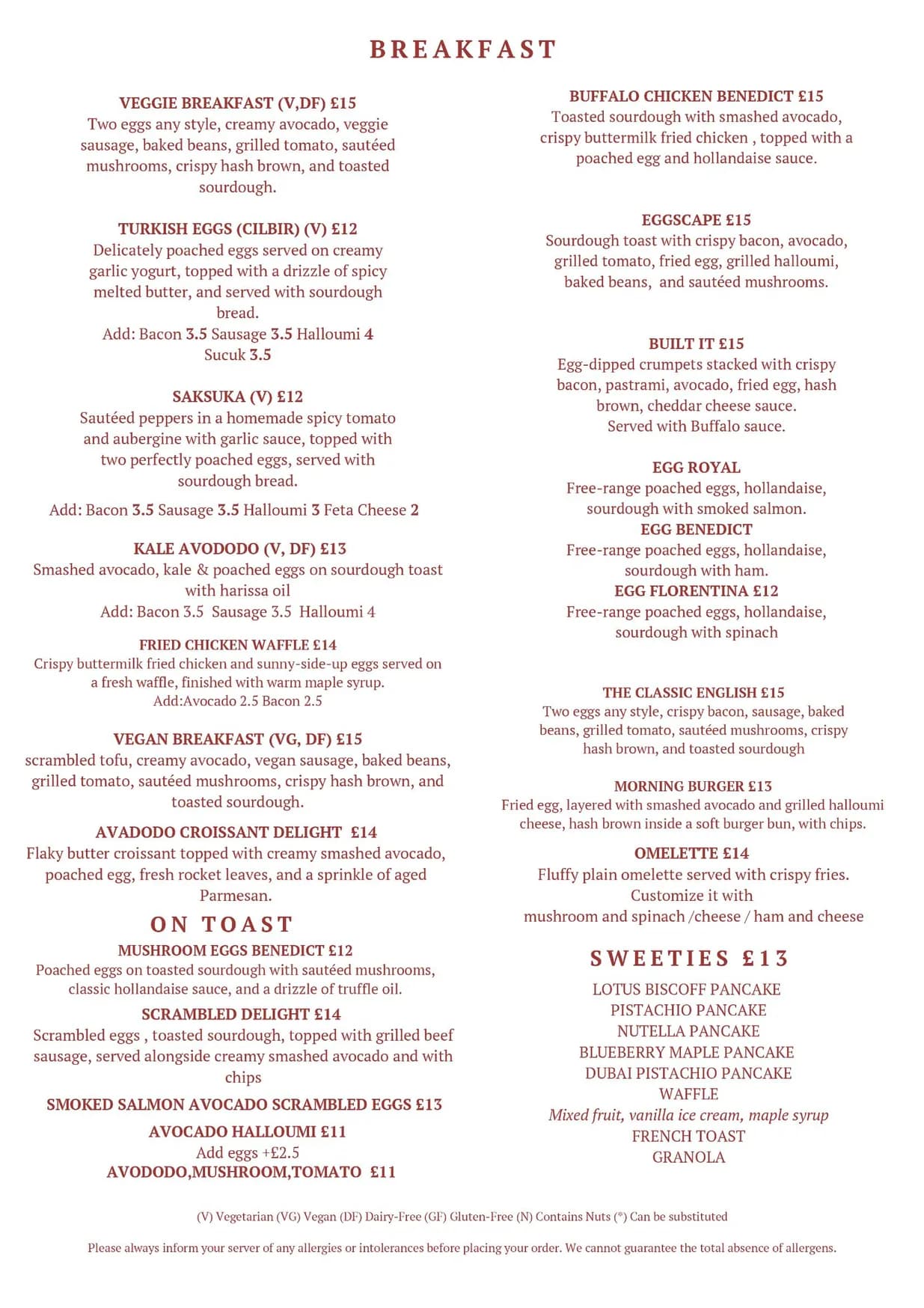A Table menu, page 1