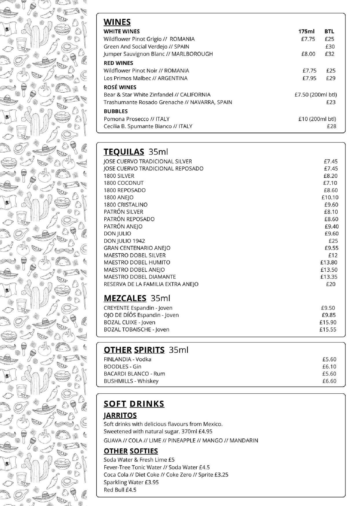 La Taqueria Castle St menu, page 1