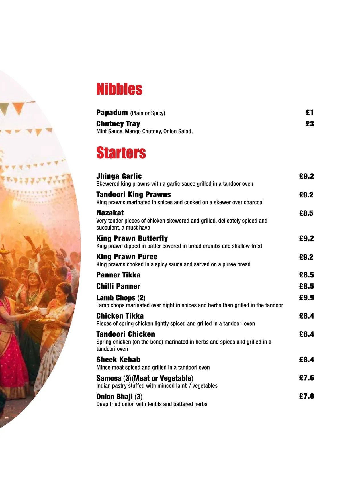 Shad Indian menu, page 3
