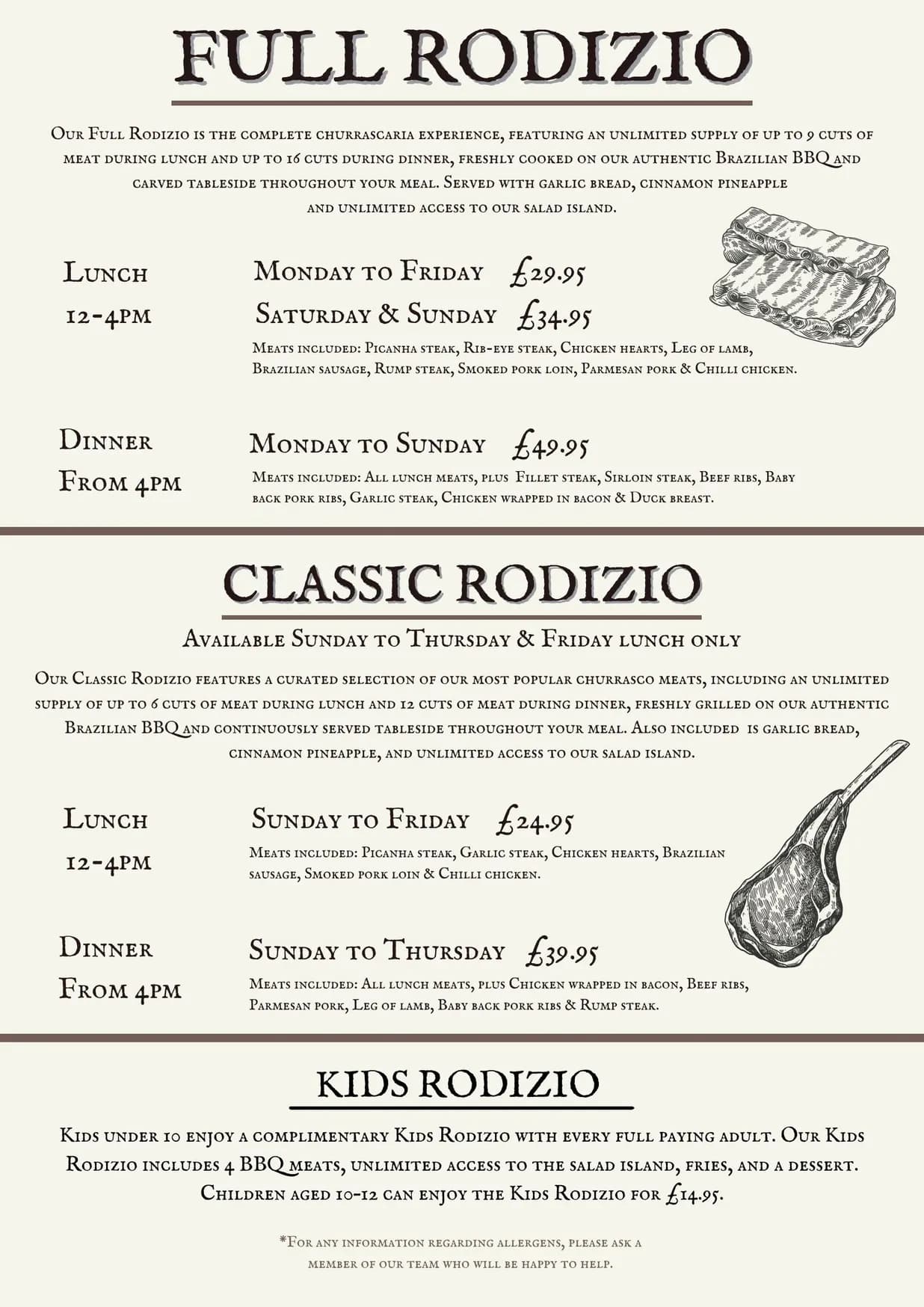 Viva Brazil menu, page 1
