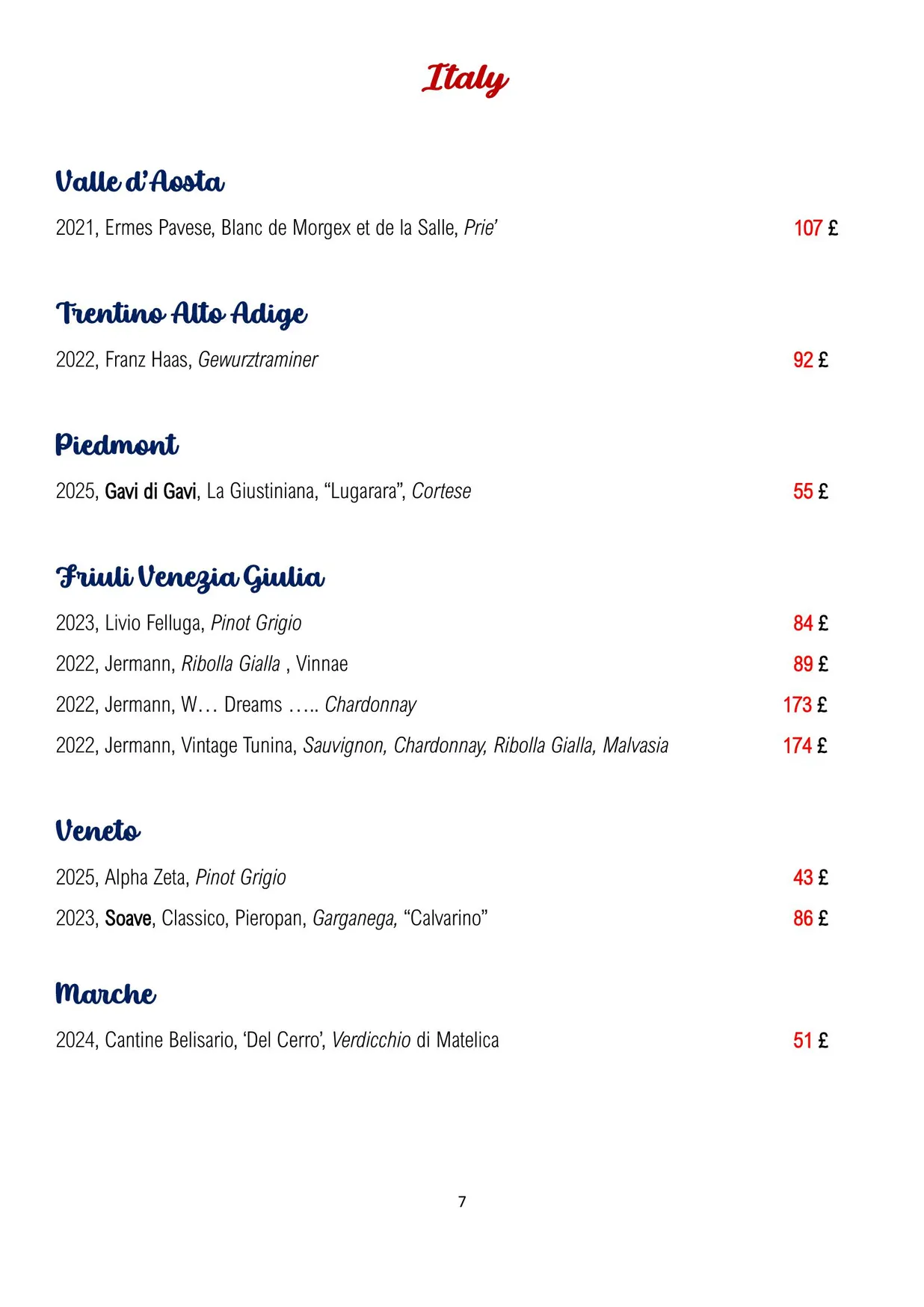 Traders Wine Bar menu, page 8