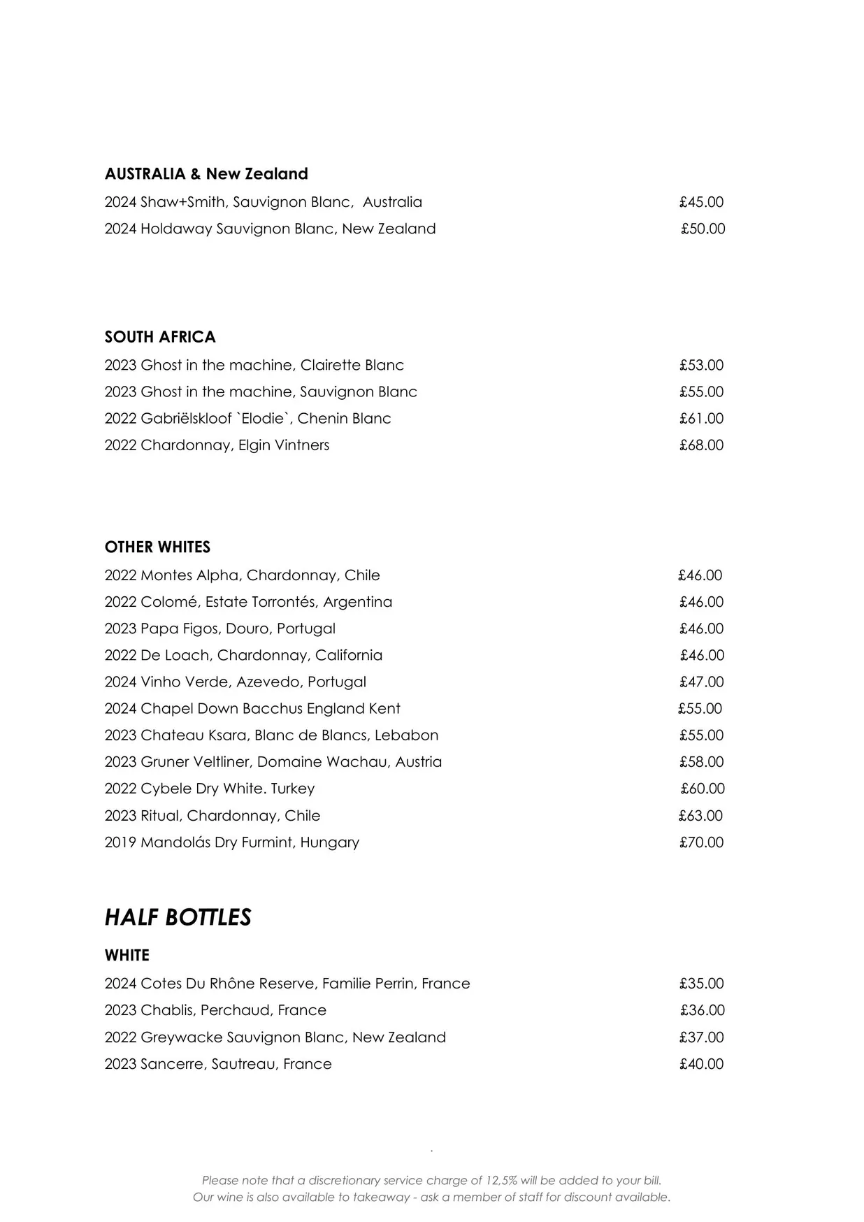 Amelie’s Wine House menu, page 6