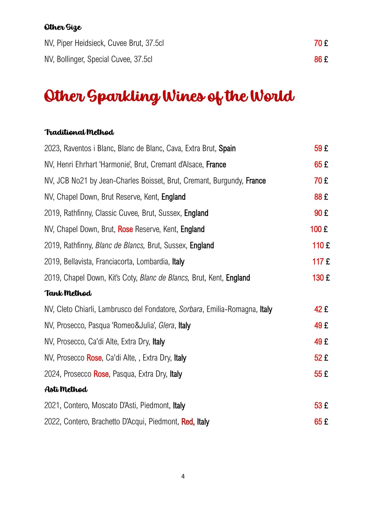 Traders Wine Bar menu, page 5
