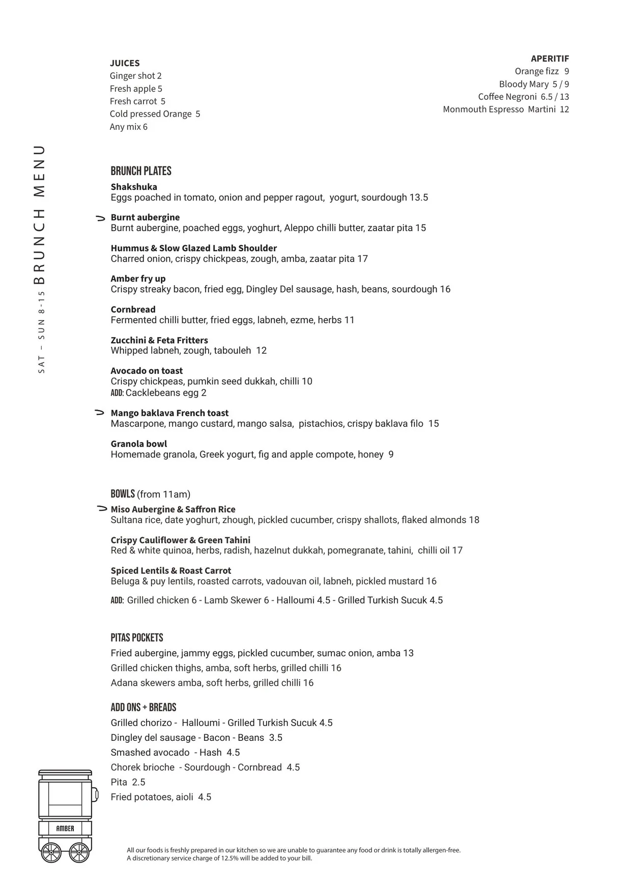 Amber menu, page 1