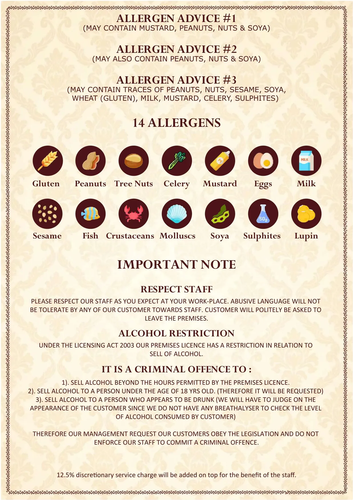 The Mughals Fitzrovia menu, page 2