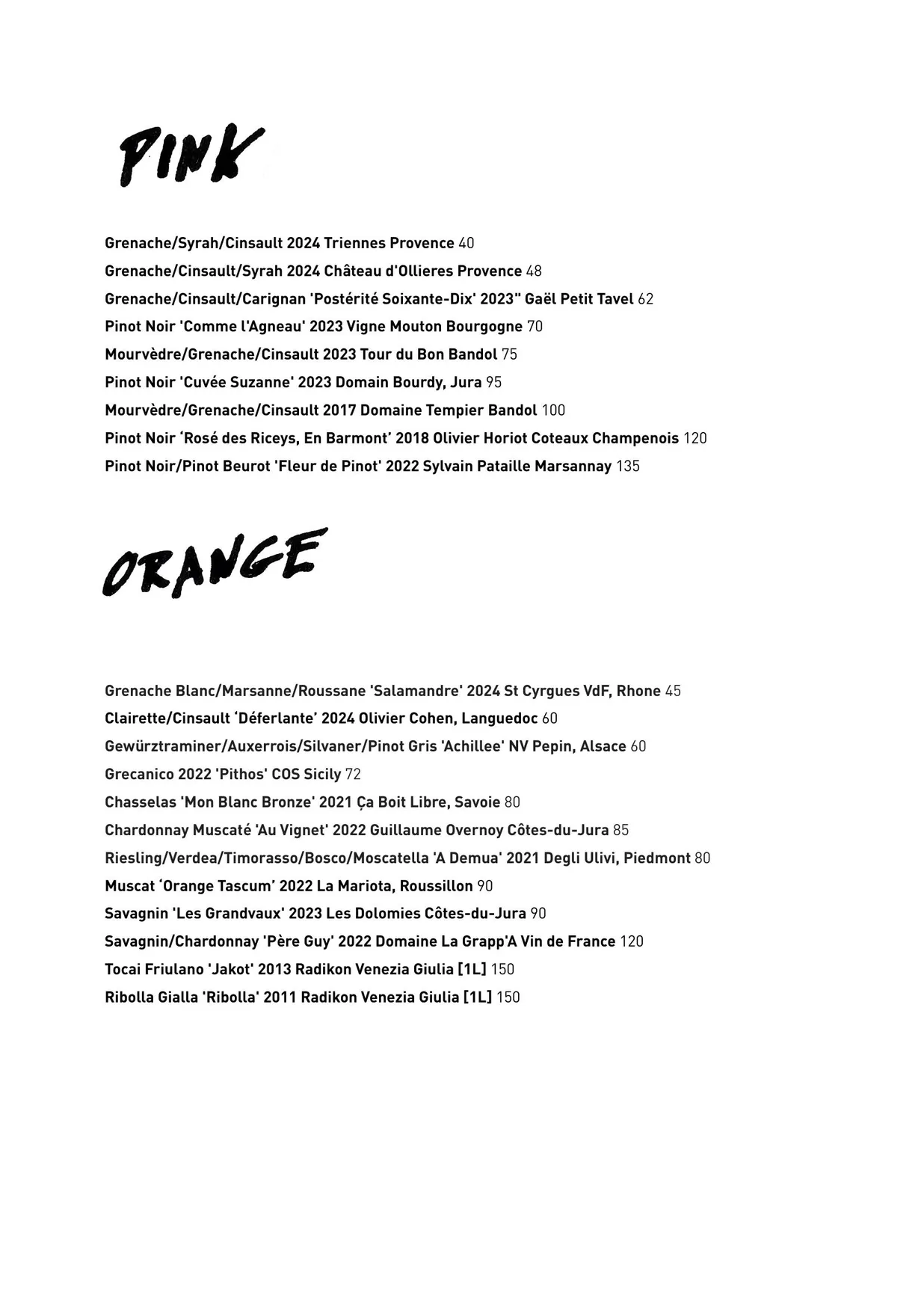 Duchy menu, page 7