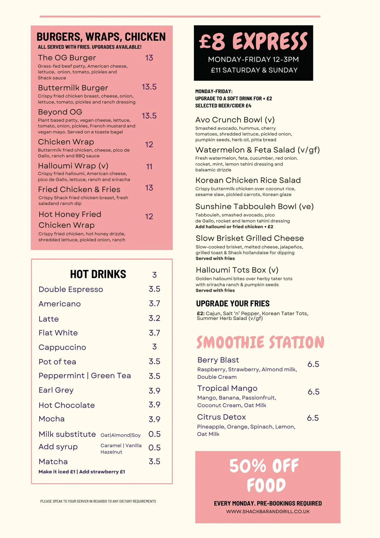 The Shack menu, page 5