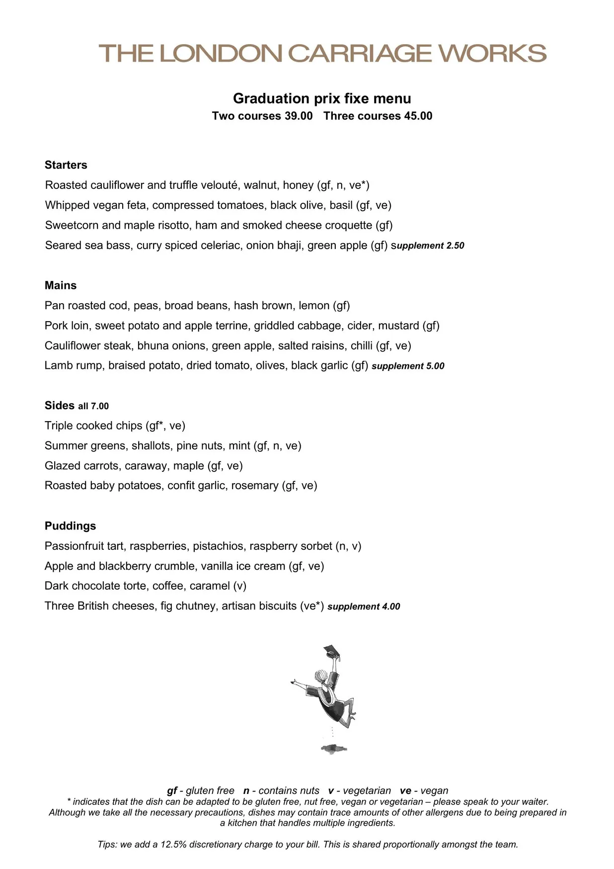 The London Carriage Works menu, page 4