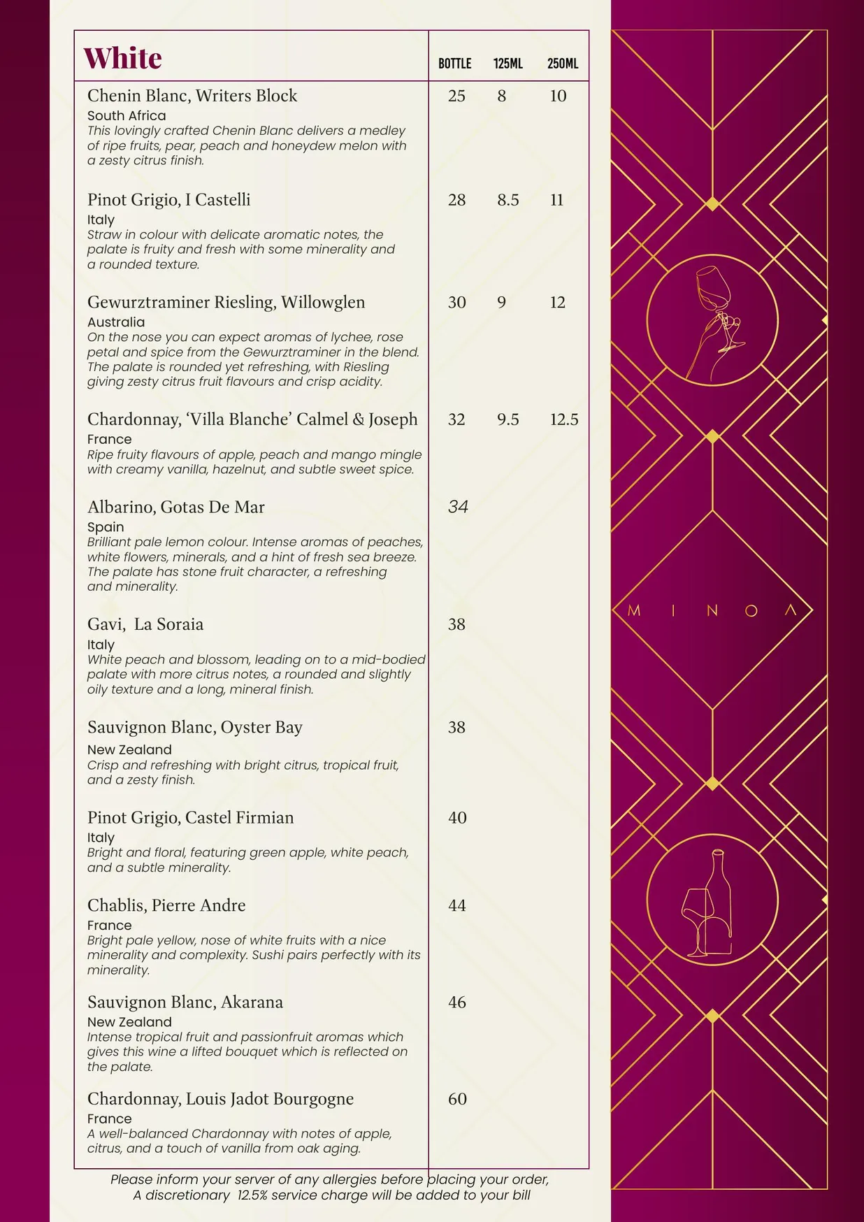 Minoa menu, page 11
