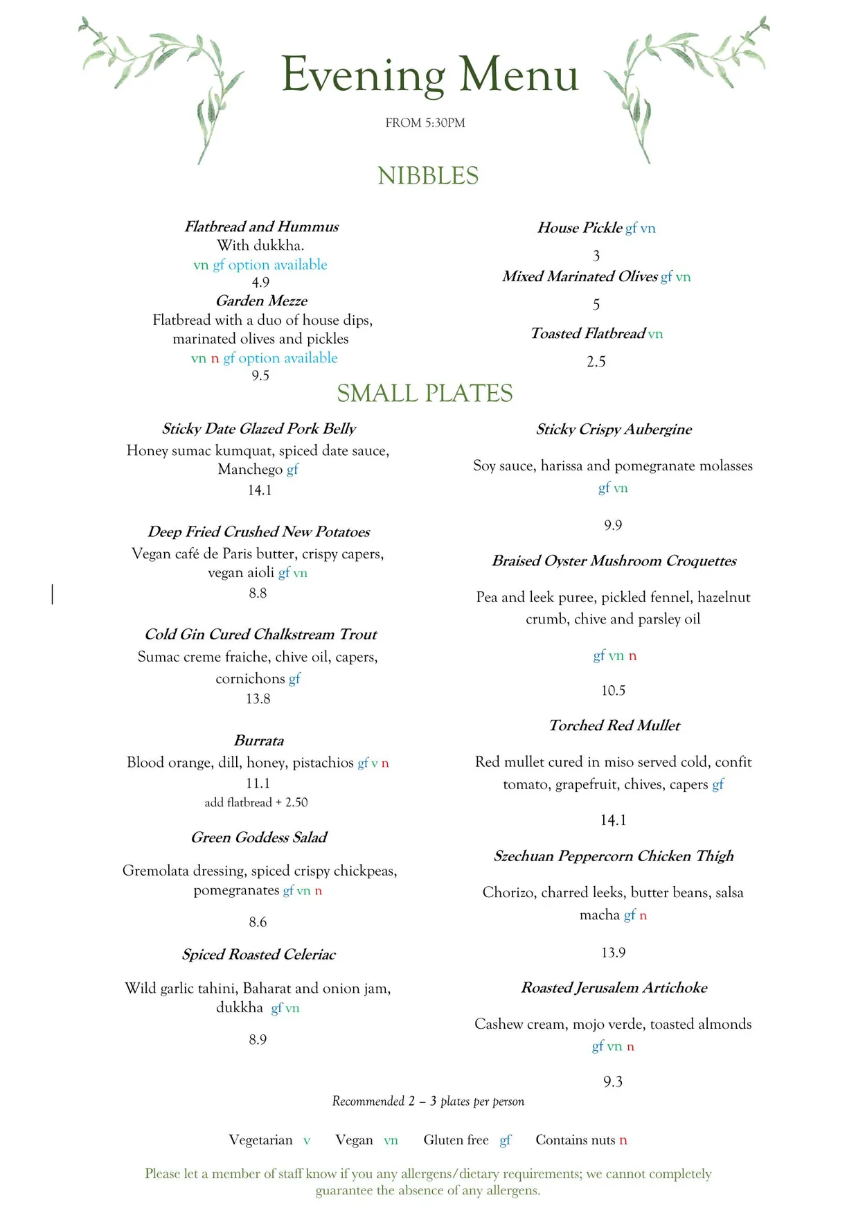 Garden of Easton menu, page 3