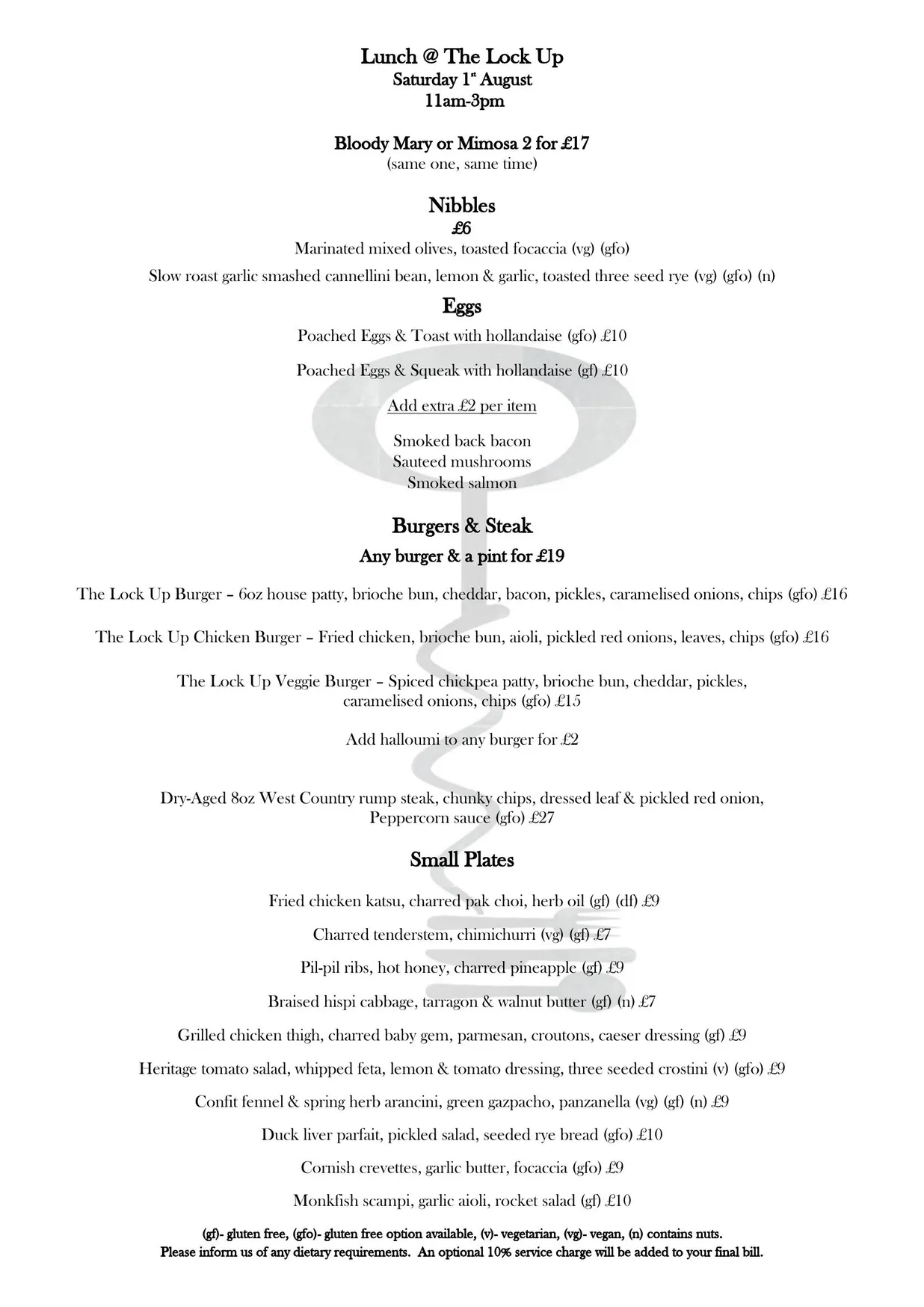 The Lock Up menu, page 1
