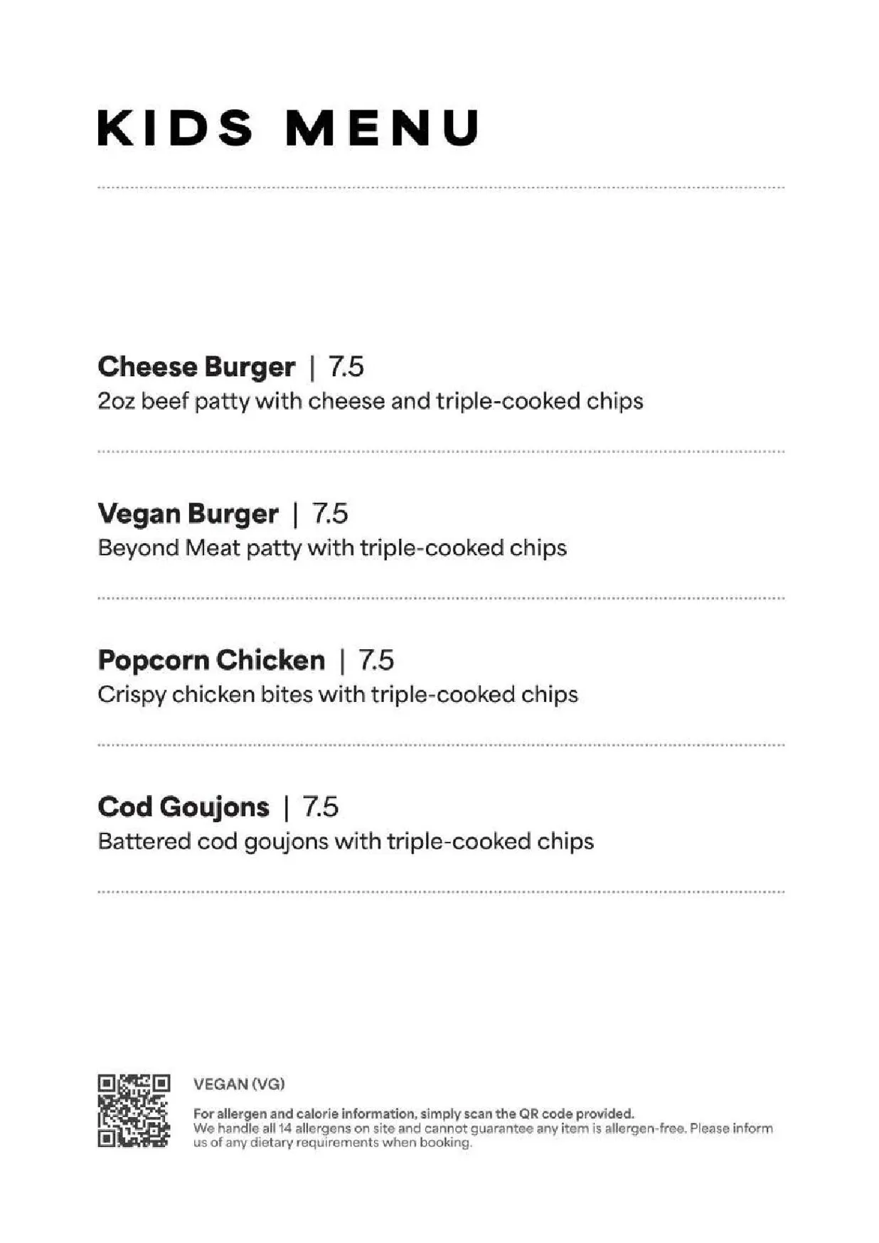 The Flying Horse menu, page 4