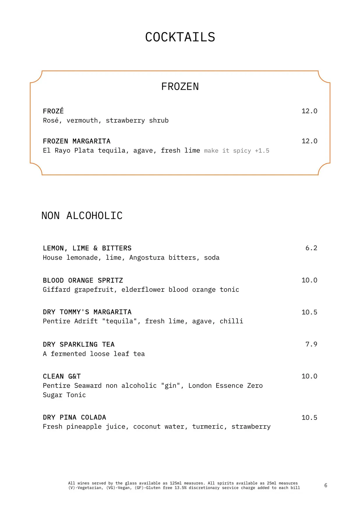 Bondi Green menu, page 9